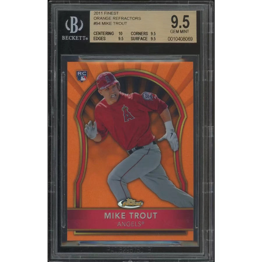 Mike Trout 2011 Topps Finest Orange Refractor Rookie Card | BGS 9.5 #13/99