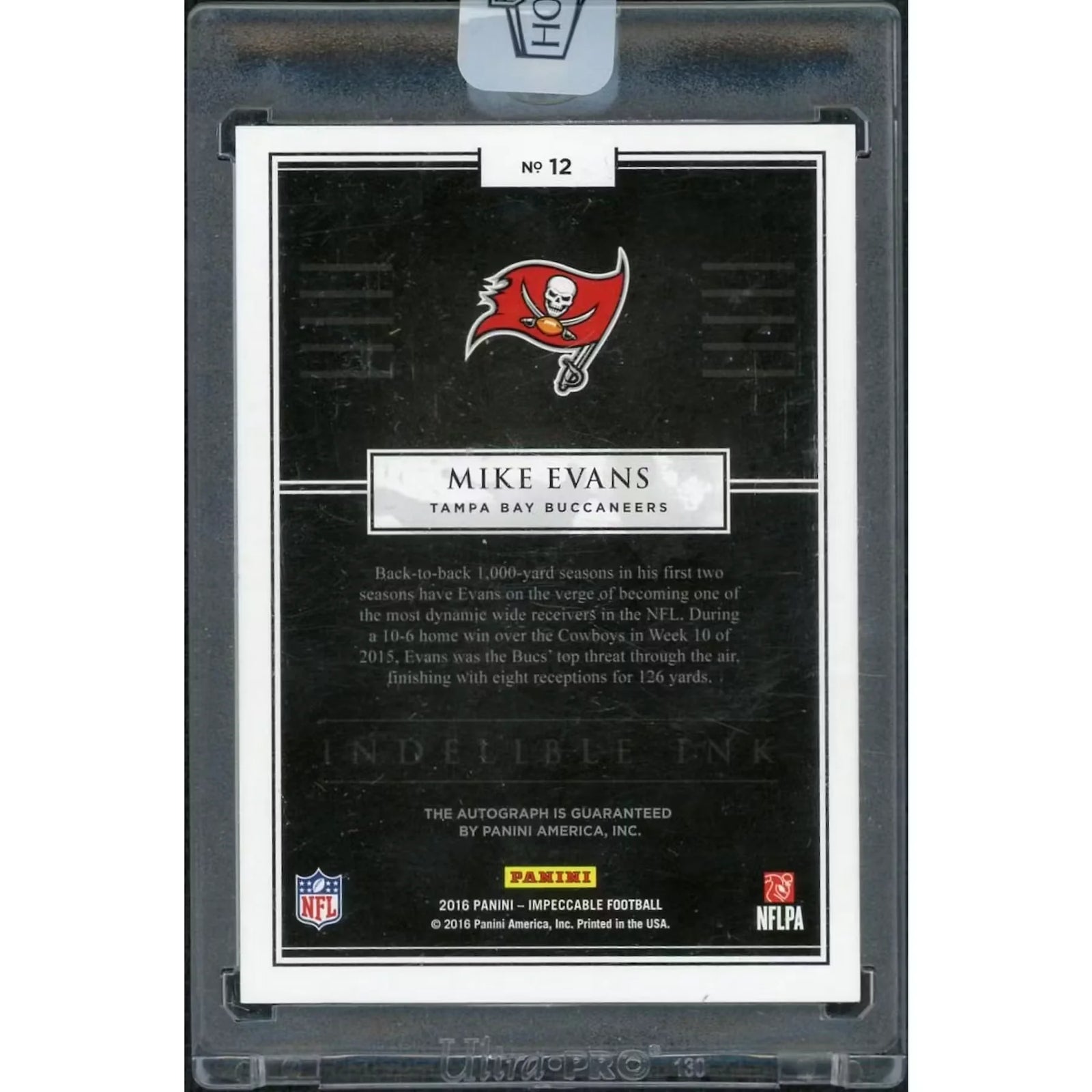 Mike Evans Signed 2018 Panini Honors Card | 2016 Impeccable Indelible Ink Auto 1/1