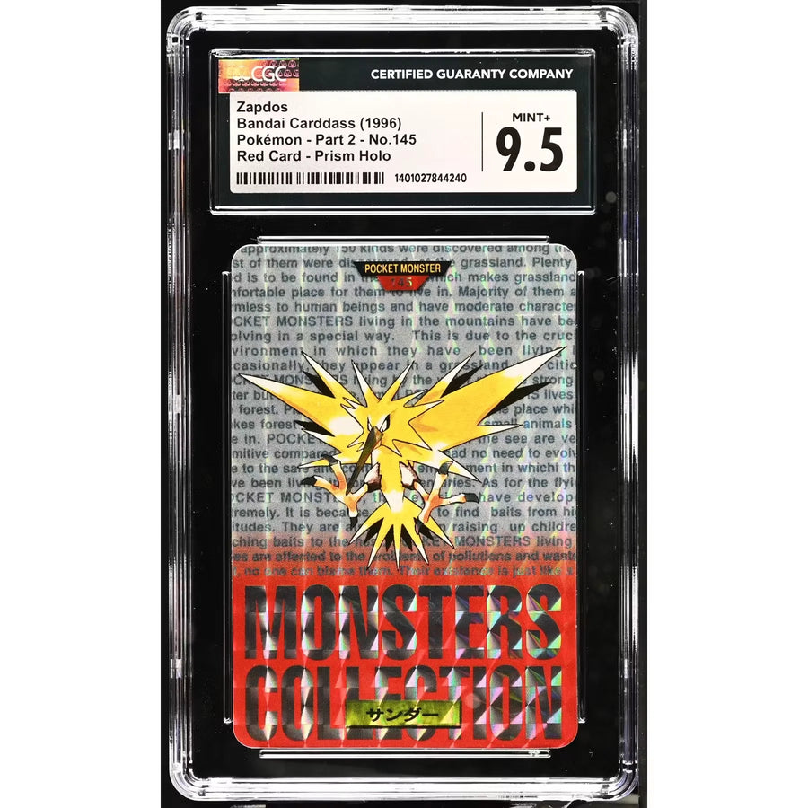 Pokemon Zapdos 145 Red Prism CardDass | CGC 9.5 Mint Plus