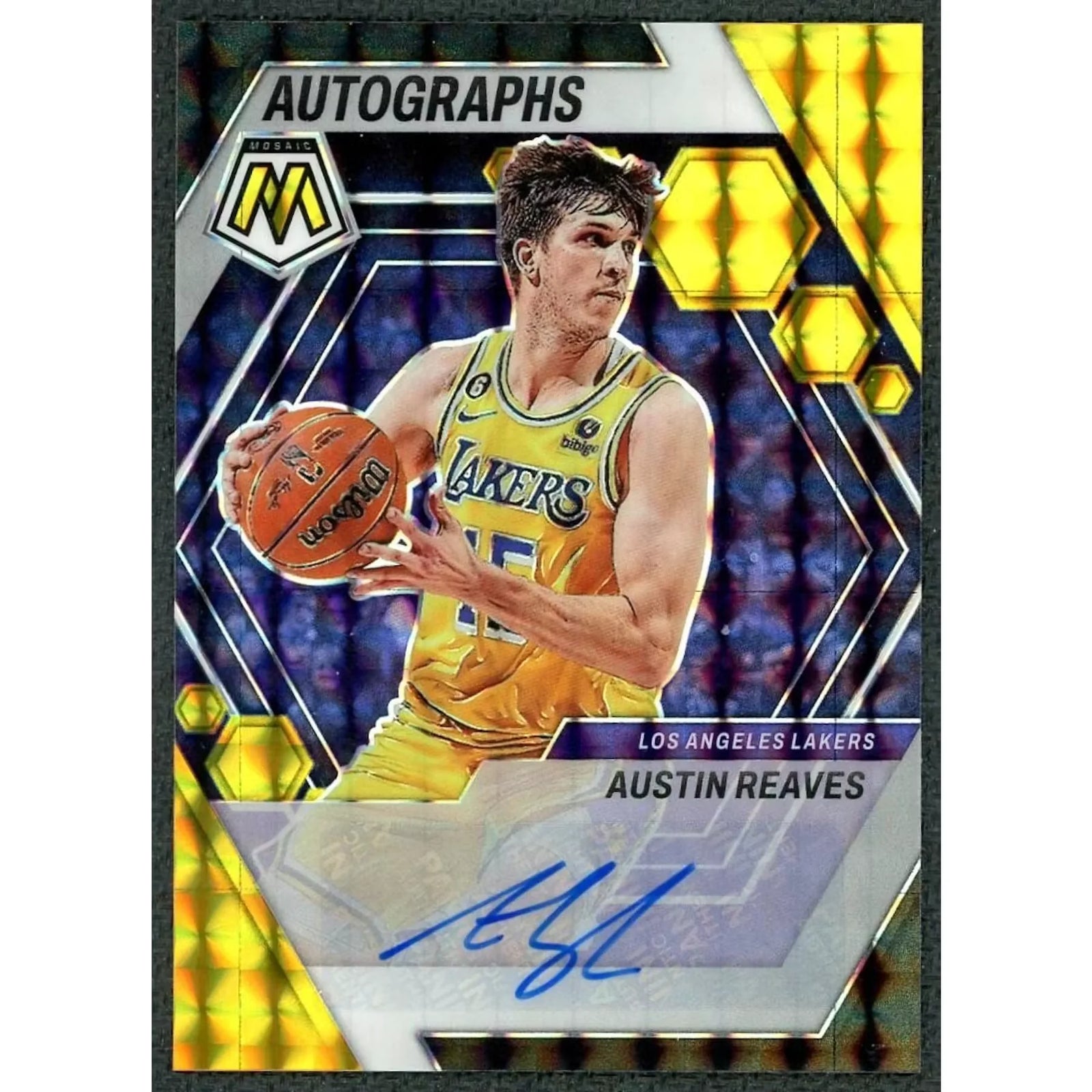 Austin Reaves Signed 2022-23 Panini Mosaic Card | Gold Auto/10