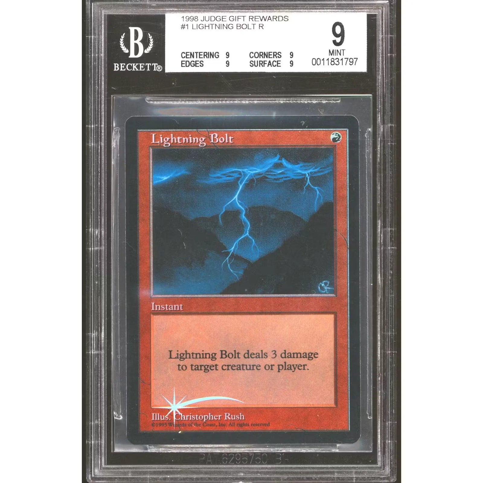 Magic the Gathering Judge Promo Lightning Bolt FOIL | BGS 9 Quads