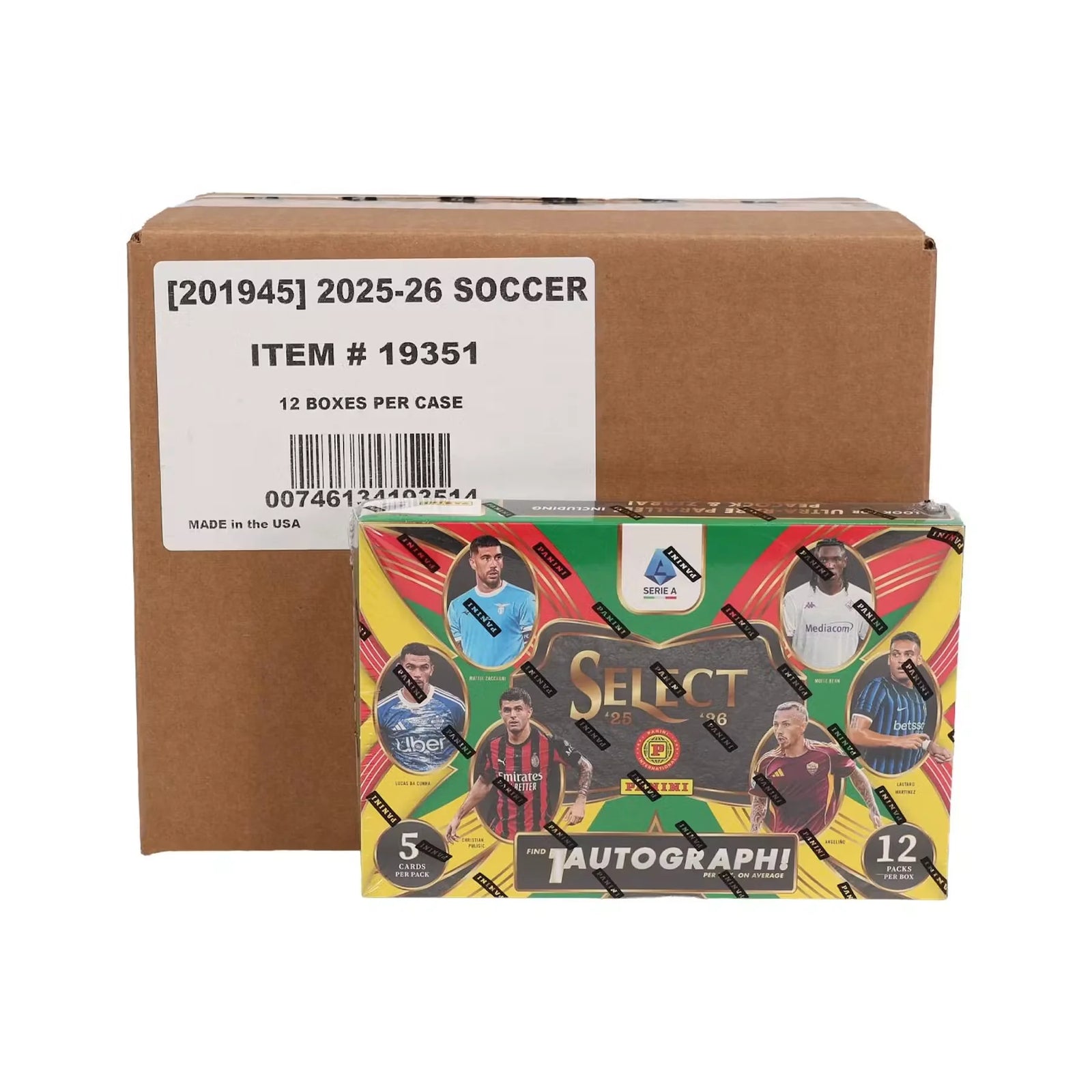 2025-26 Panini Select Serie A Soccer Hobby International 12-Box Case (Ships Sealed Only)