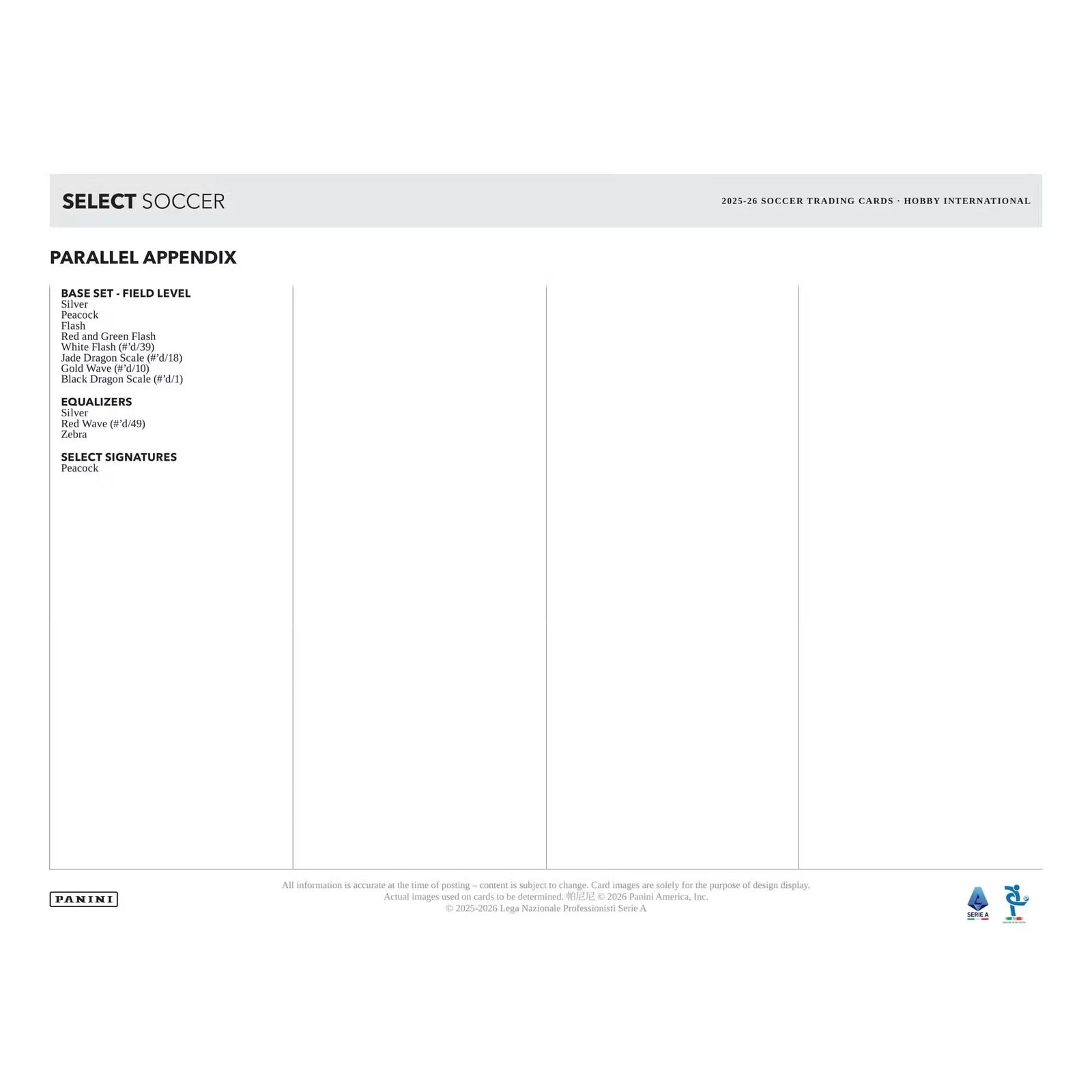 2025-26 Panini Select Serie A Soccer Hobby International 12-Box Case (Ships Sealed Only)