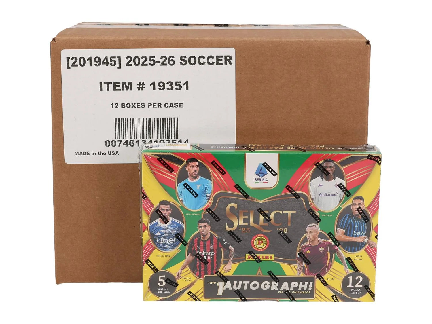 2025-26 Panini Select Serie A Soccer Hobby International 12-Box Case (Ships Sealed Only)