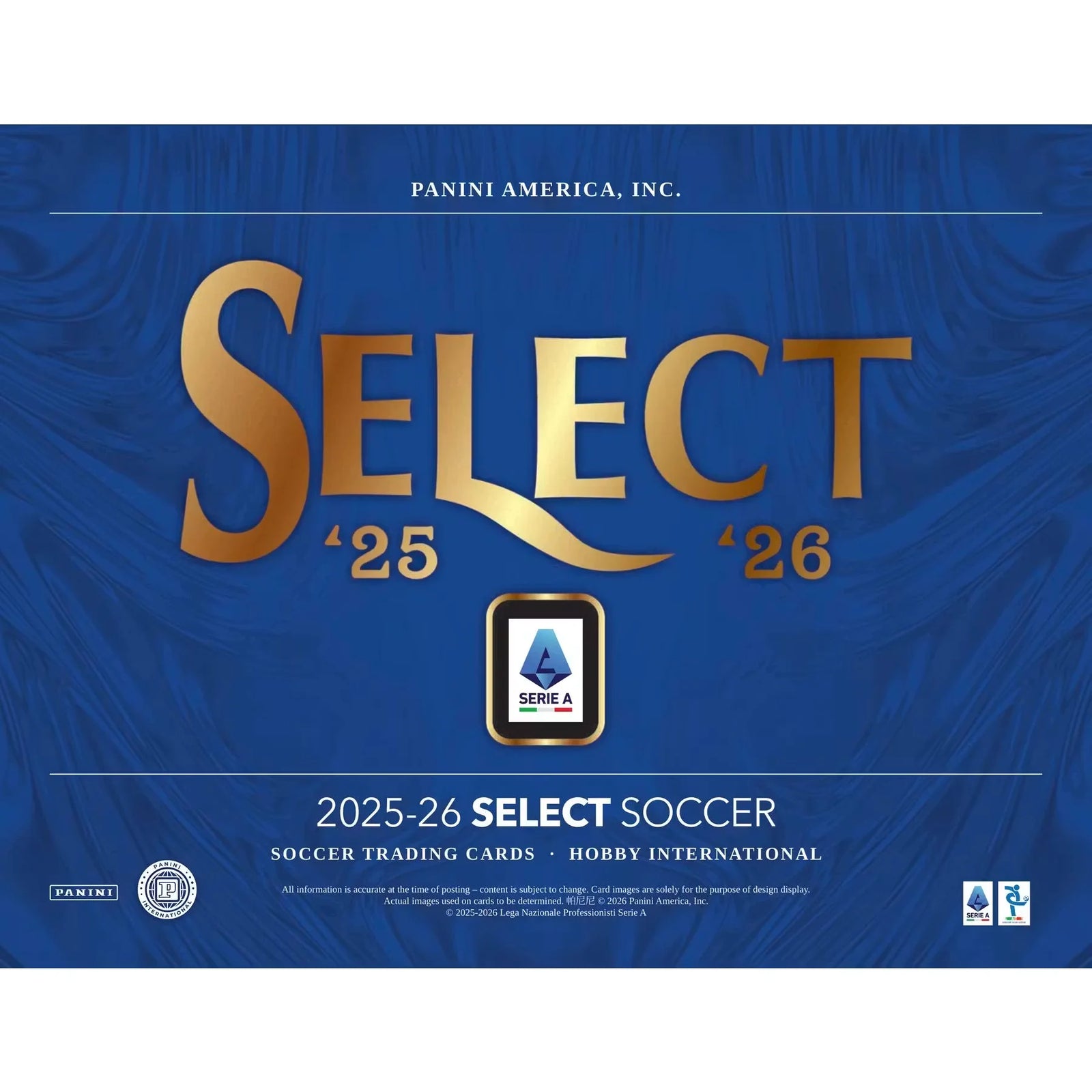 2025-26 Panini Select Serie A Soccer Hobby International 12-Box Case (Ships Sealed Only)
