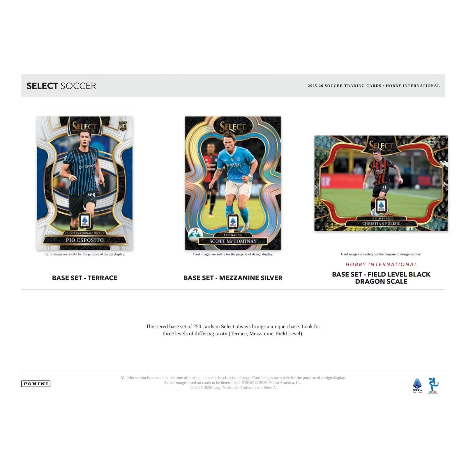 2025-26 Panini Select Serie A Soccer Hobby International 12-Box Case (Ships Sealed Only)