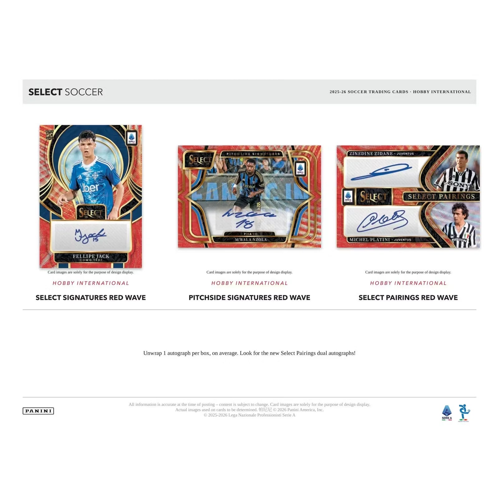 2025-26 Panini Select Serie A Soccer Hobby International 12-Box Case (Ships Sealed Only)