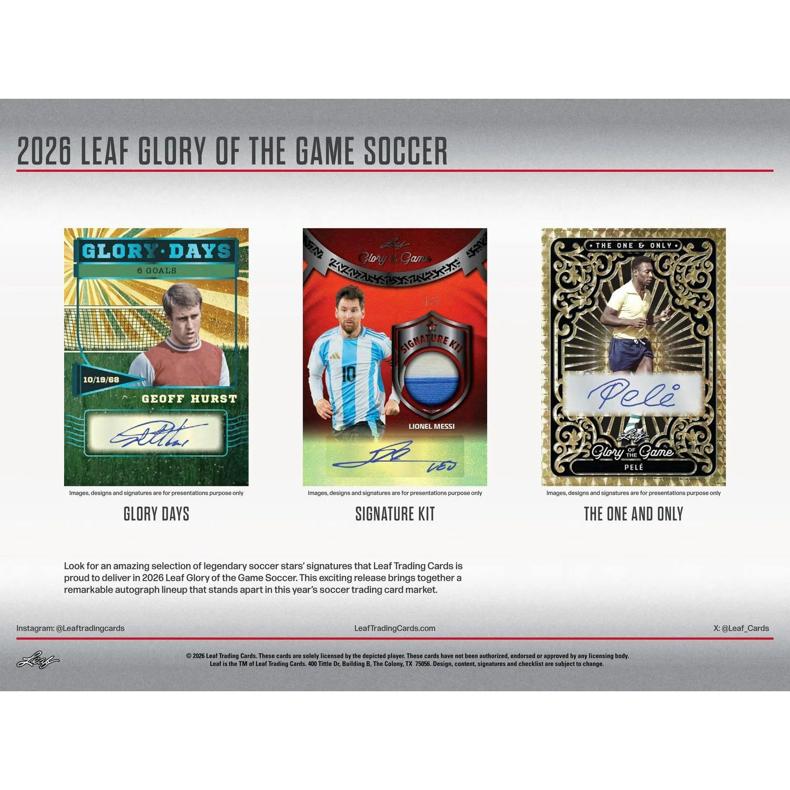 DRAFT - Presell 2026 Leaf Glory of the Game Soccer Hobby Box (Presell) Releases Jul. 3rd, 2026