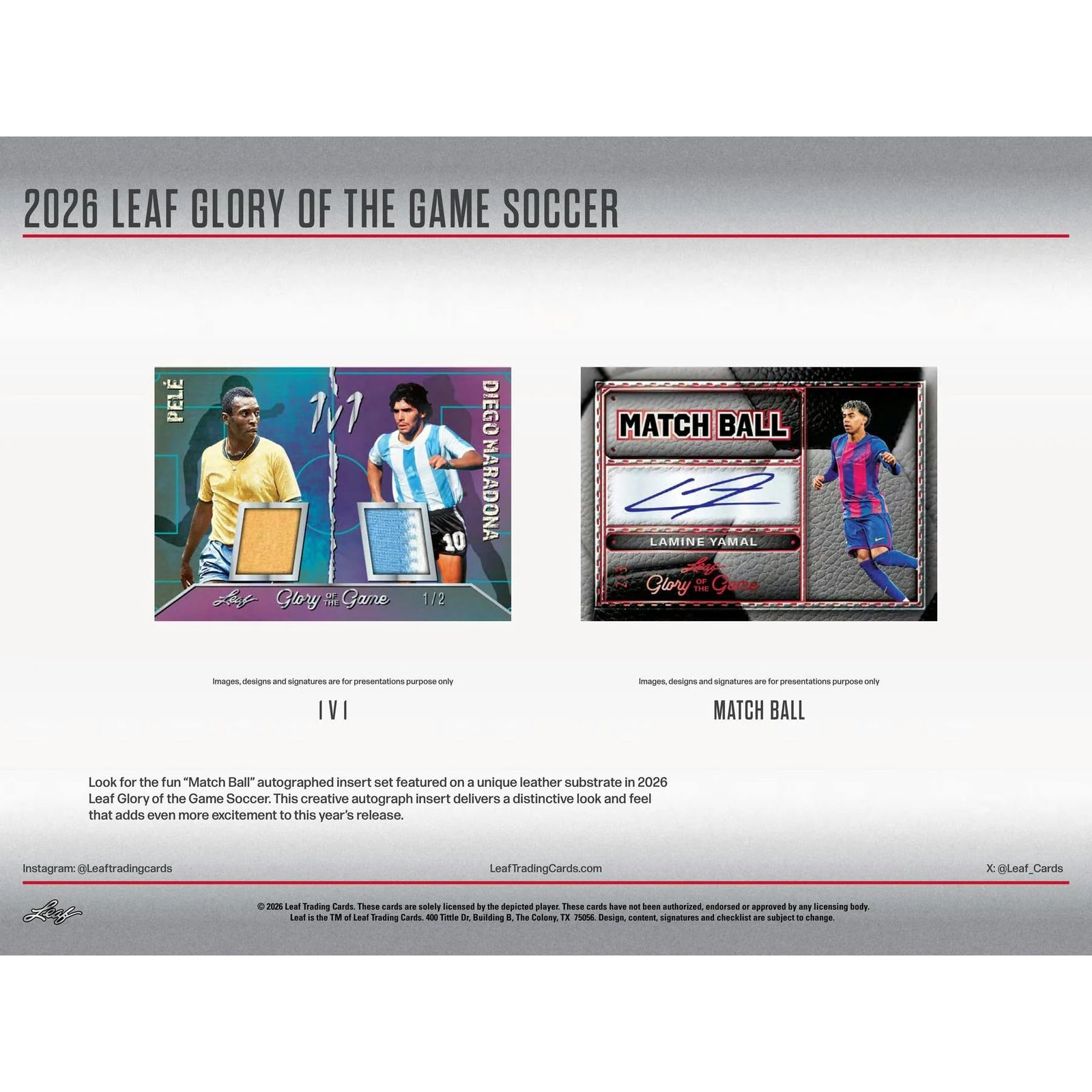 DRAFT - Presell 2026 Leaf Glory of the Game Soccer Hobby Box (Presell) Releases Jul. 3rd, 2026