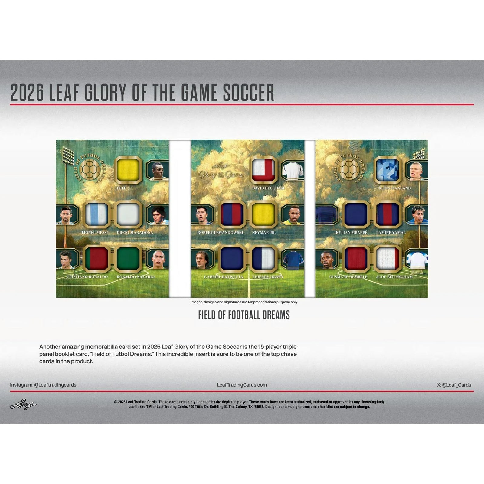 DRAFT - Presell 2026 Leaf Glory of the Game Soccer Hobby 10-Box Case (Presell) Releases Jul. 3rd, 2026