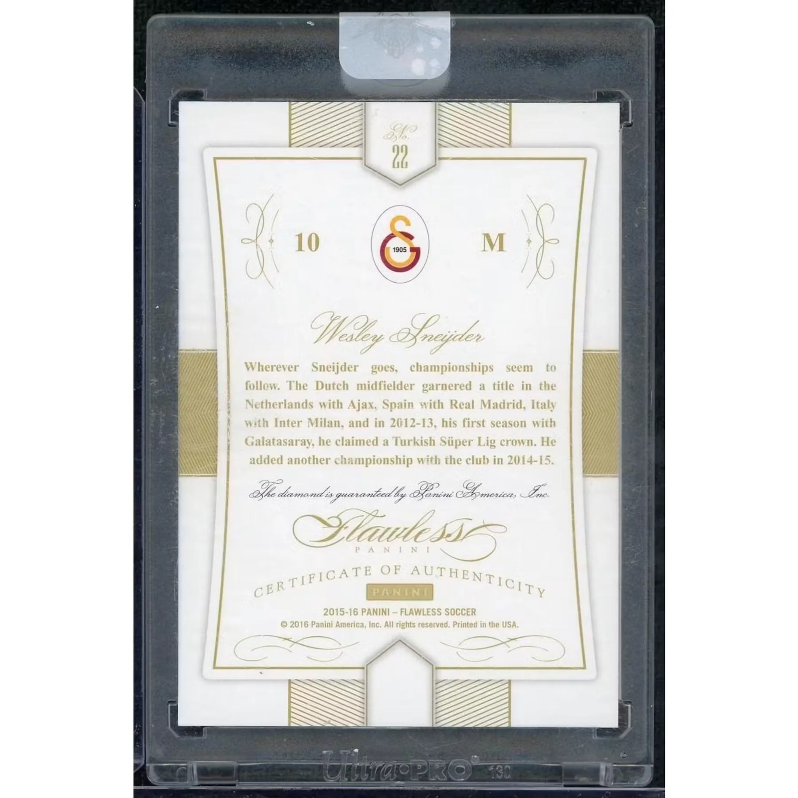 Wesley Sneijder 2015-16 Flawless Diamond Card | Limited/20