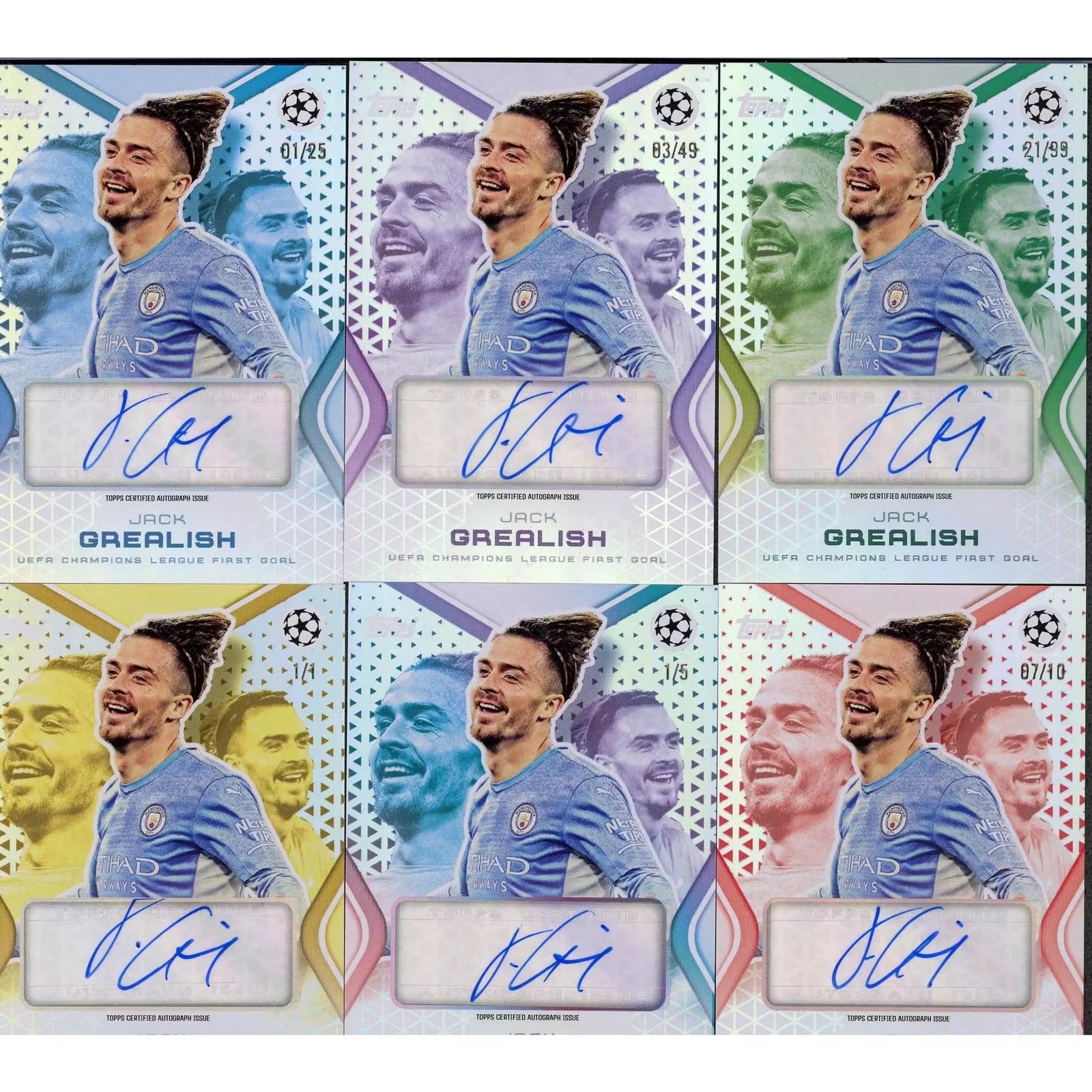 2022 Topps Jack Grelish Auto Rainbow 1/1,/5,/10,/25,/49,/99 (6 cards)
