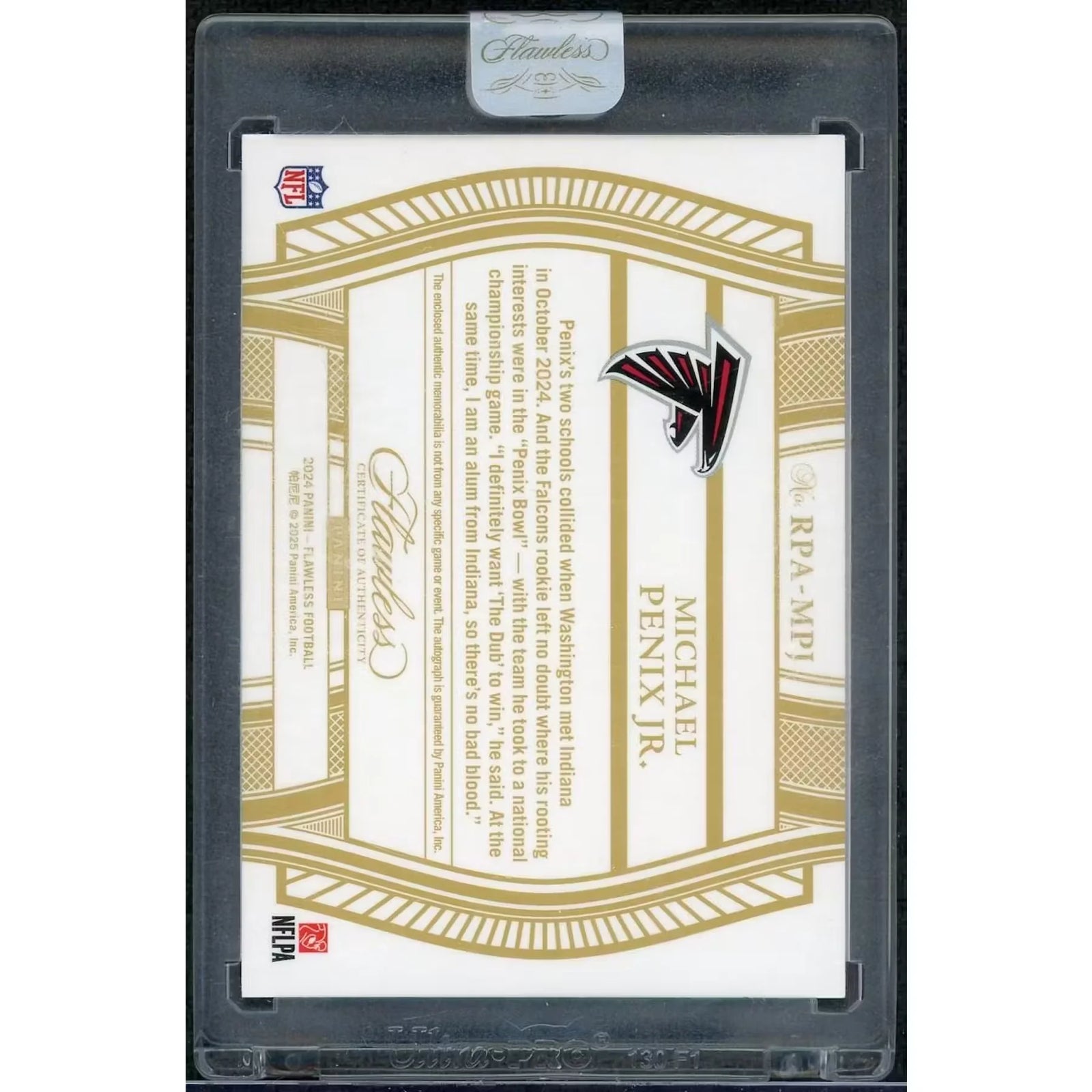 Michael Penix Jr Signed Rookie Patch Card | 2024 Panini Flawless/20