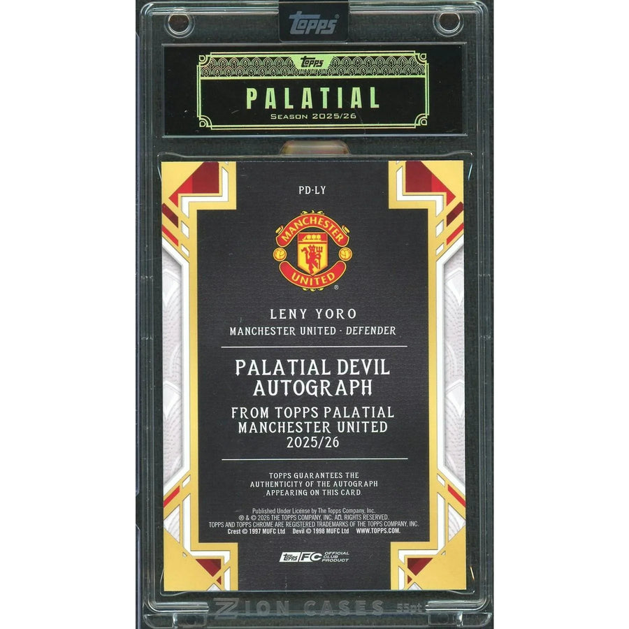 Leny Yoro Signed 2025-26 Palatial Manchester United Card | Auto/20