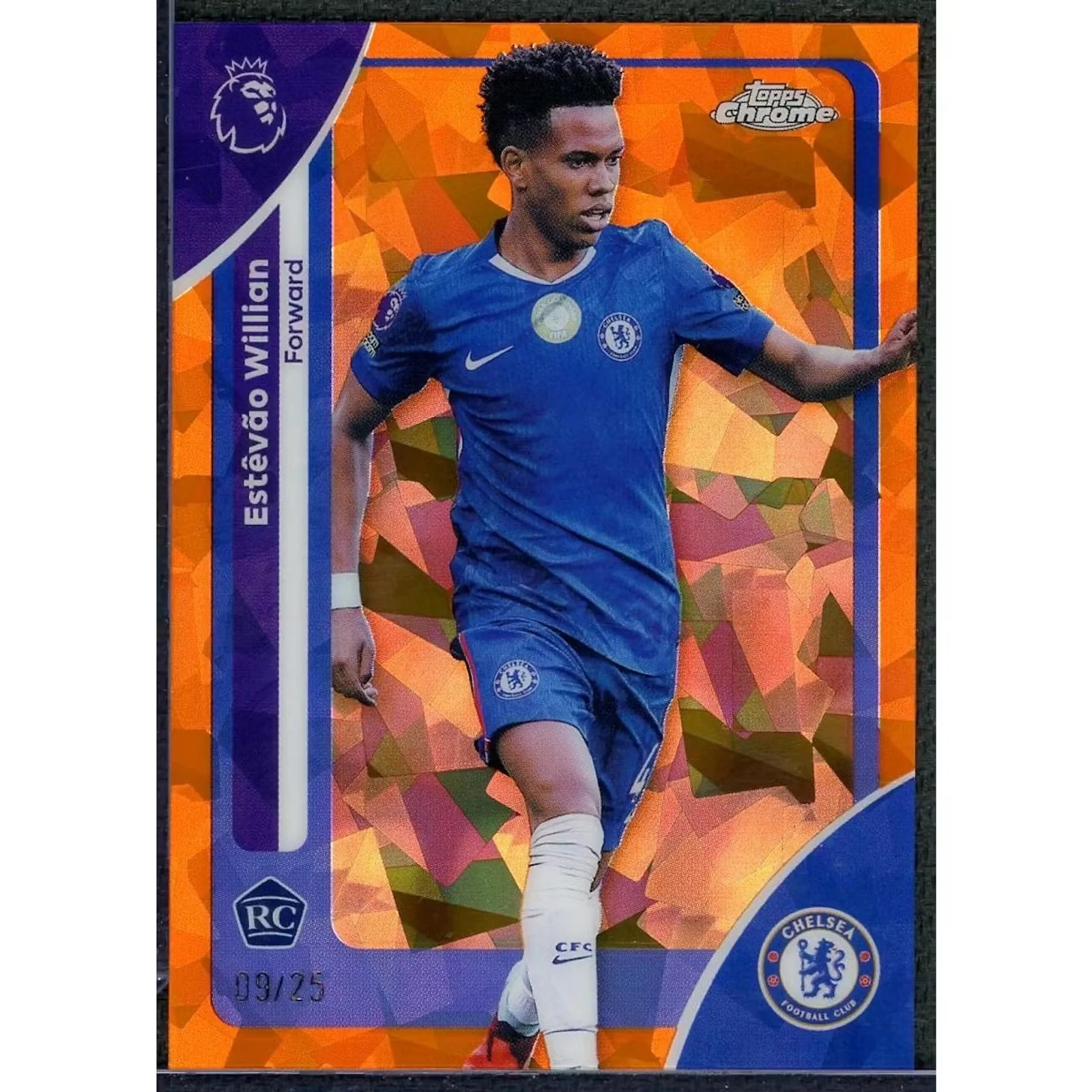 Estevao Willian 2026 Topps Chrome Sapphire Orange Rookie Card |/25