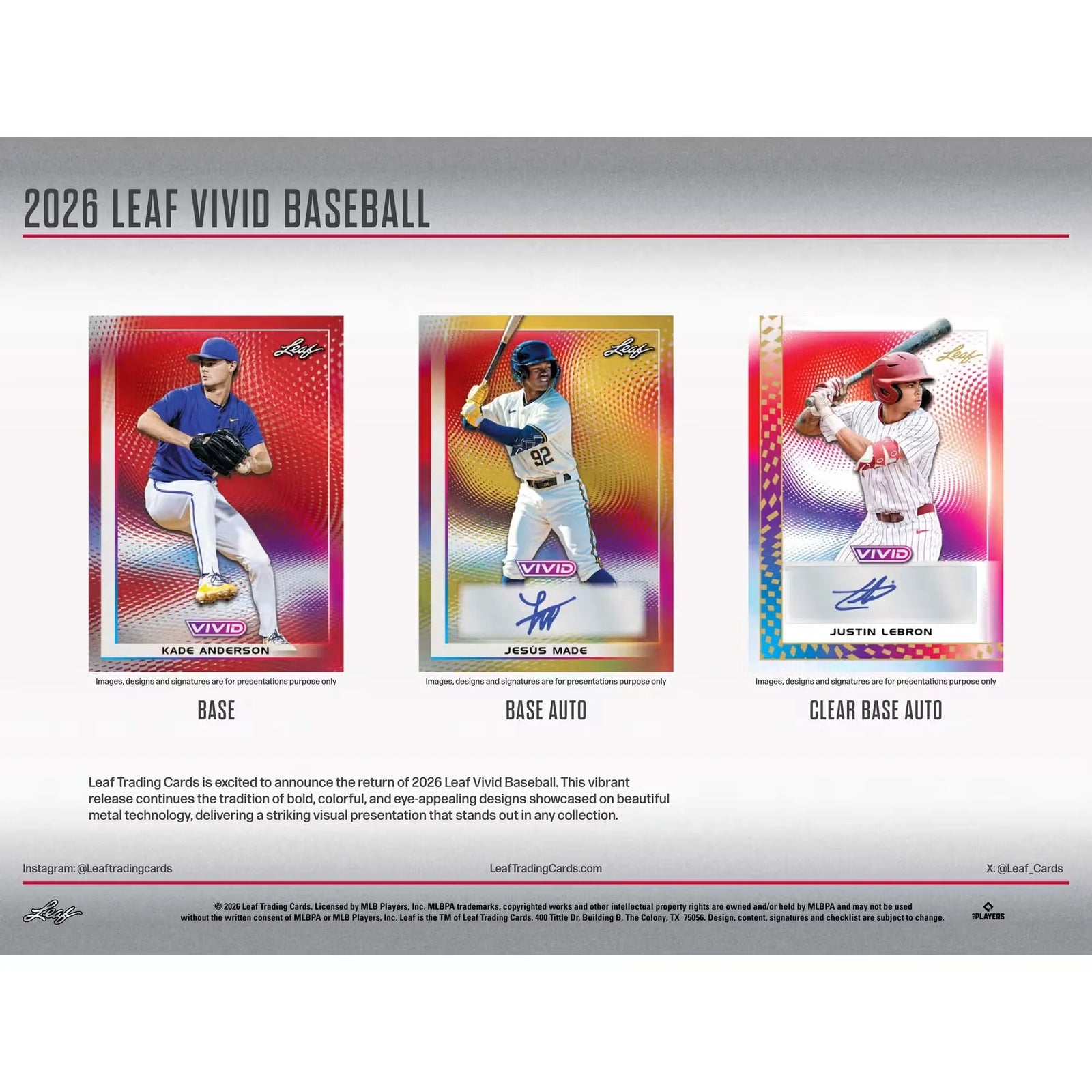 2026 Leaf Vivid Baseball Hobby Box Presell Release June 2026