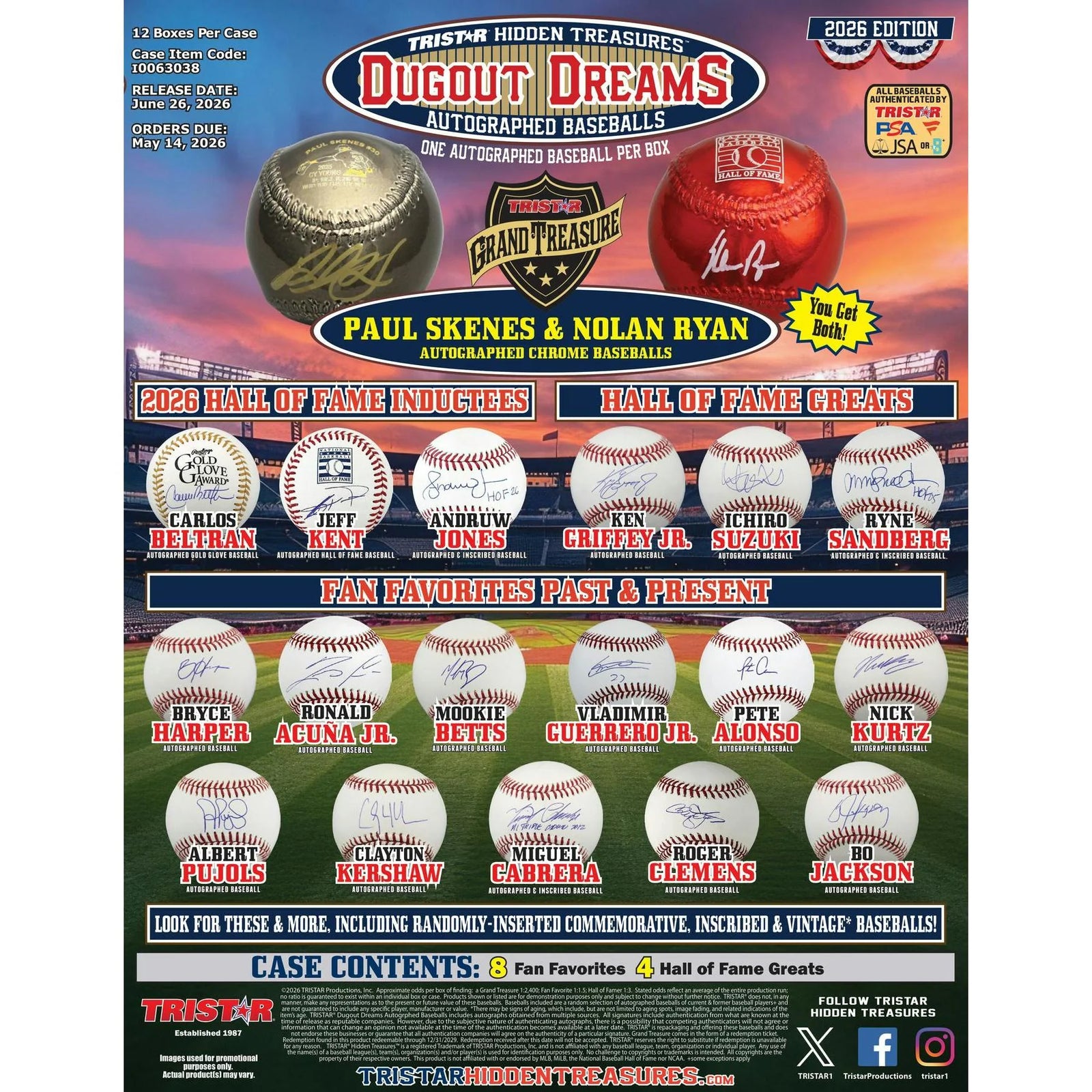 DRAFT - Presell 2026 TriStar Dugout Dreams Autographed Baseball 12-Box Case (Presell) Releases Jun. 26th, 2026