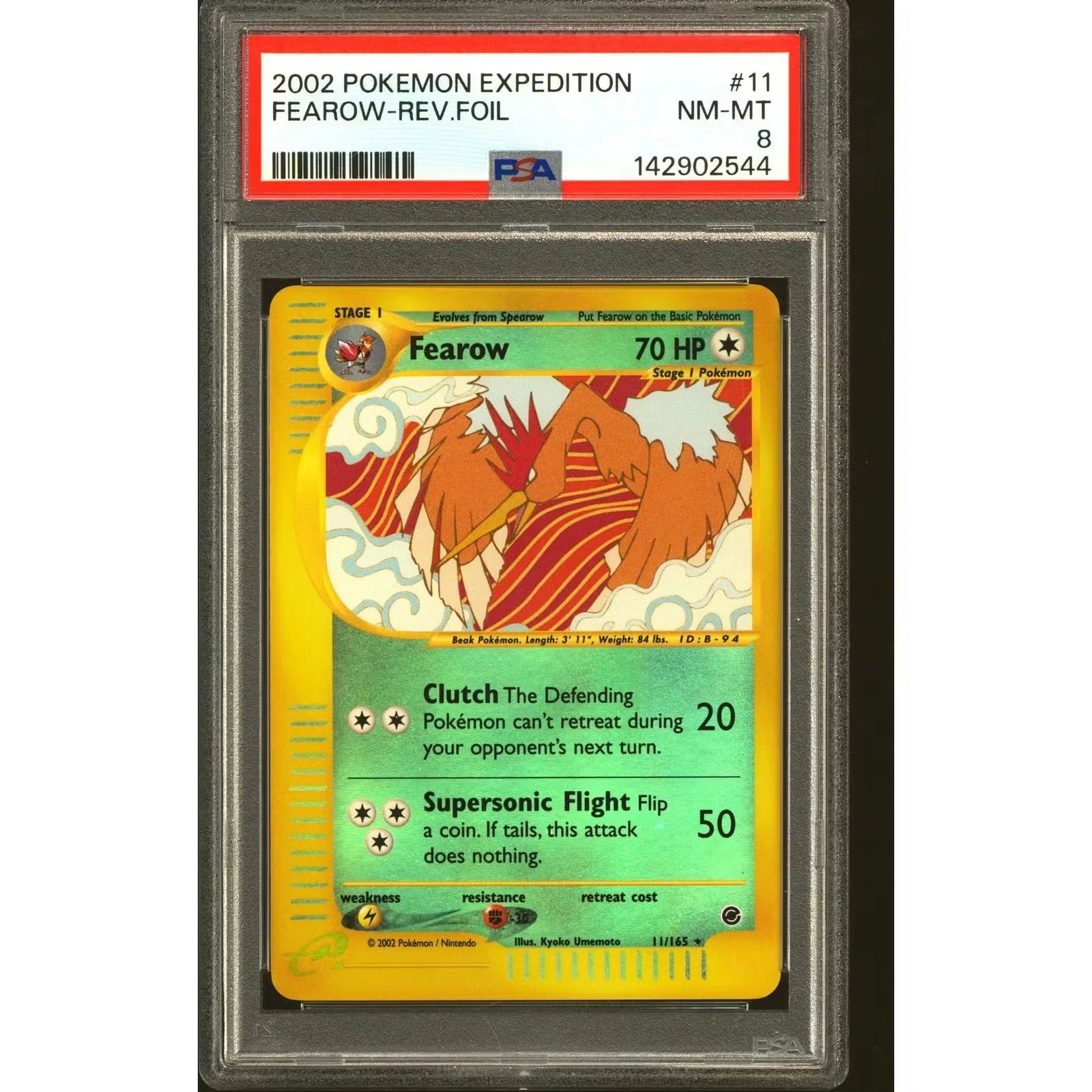 Pokemon Expedition Reverse Holo Fearow 11/165 | PSA 8