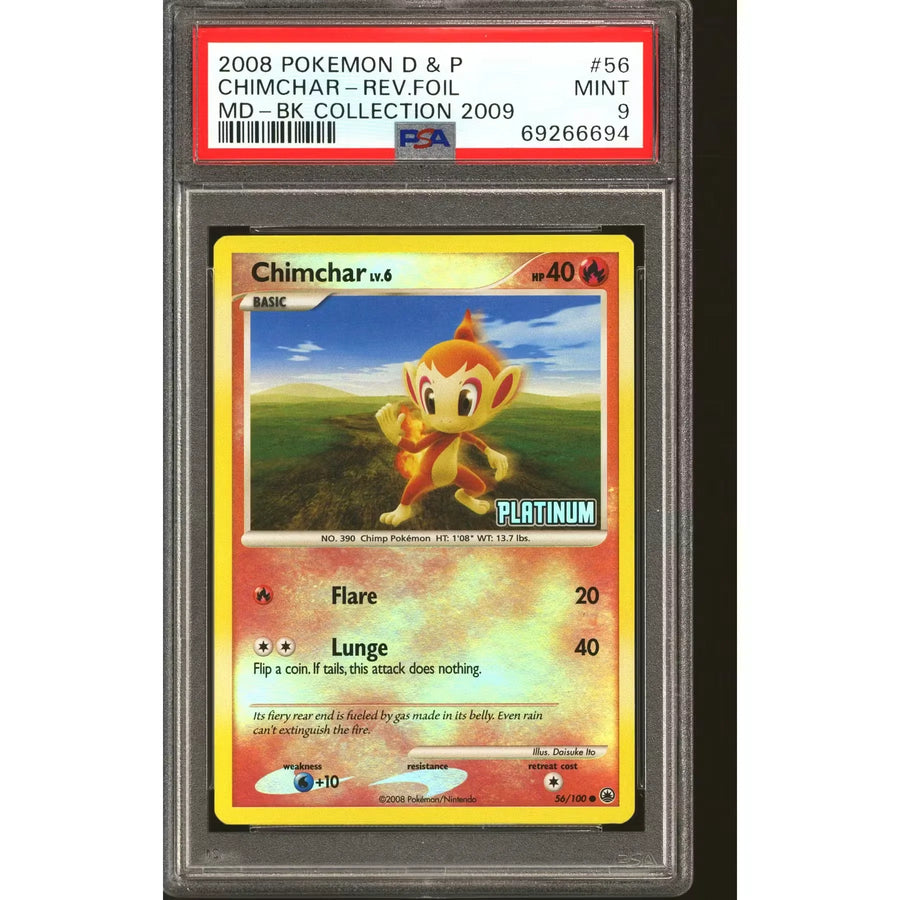Pokemon Chimchar 56/100 Burger King Platinum Promo | PSA 9 Reverse Holo