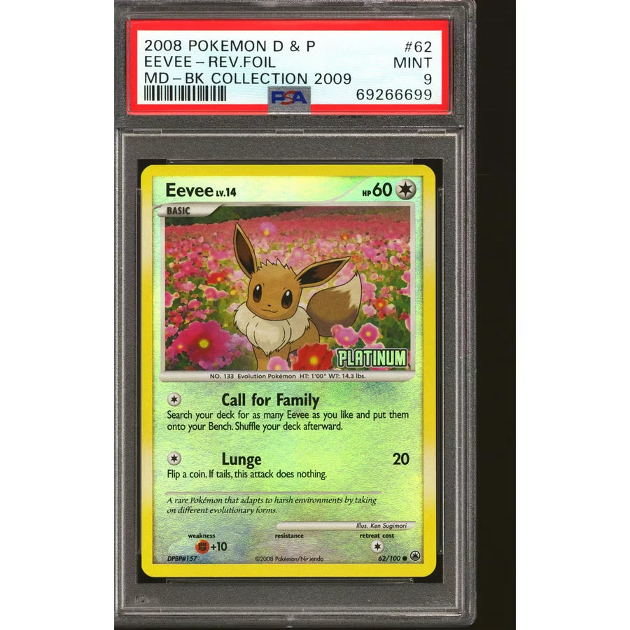 Pokemon Eevee 62/100 Burger King Platinum Promo | PSA 9 Reverse Holo