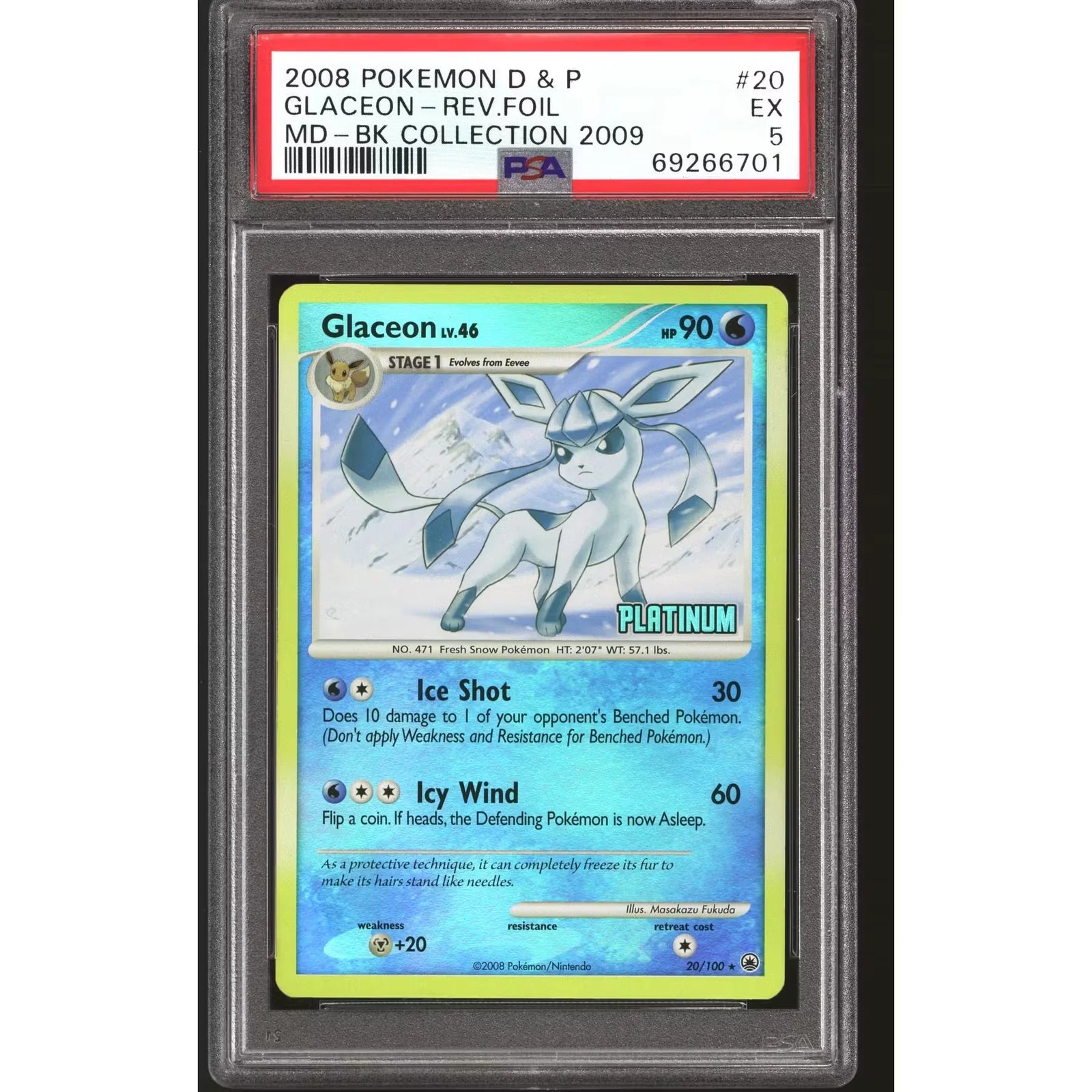 Glaceon 20/100 Reverse Holo Foil Platinum Promo | PSA 5