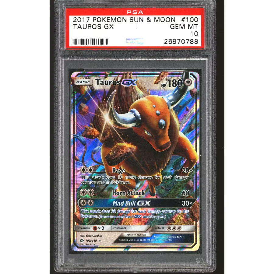Pokemon Sun & Moon Base Tauros GX 100/149 | PSA 10 Gem Mint
