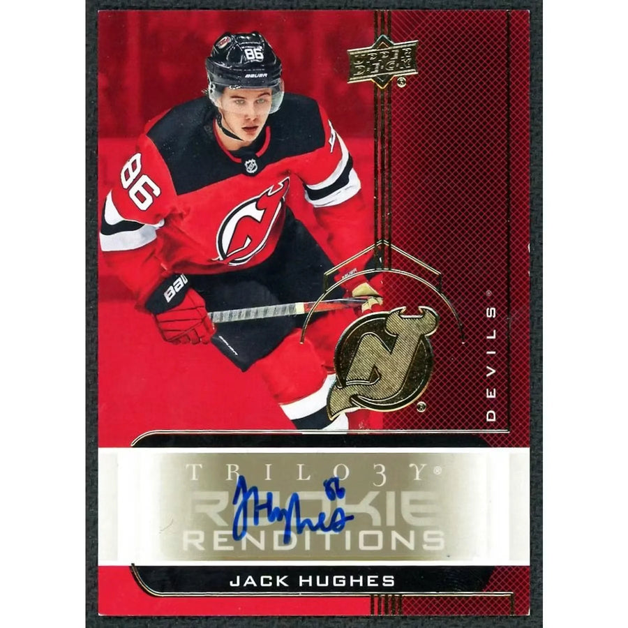 Jack Hughes Signed 2019-20 Upper Deck Trilogy Rookie Renditions Card