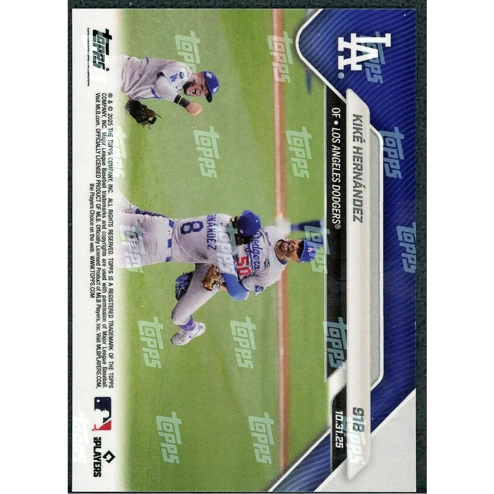 Kike Hernandez 2025 Topps Now World Series Gold Card | #918/50