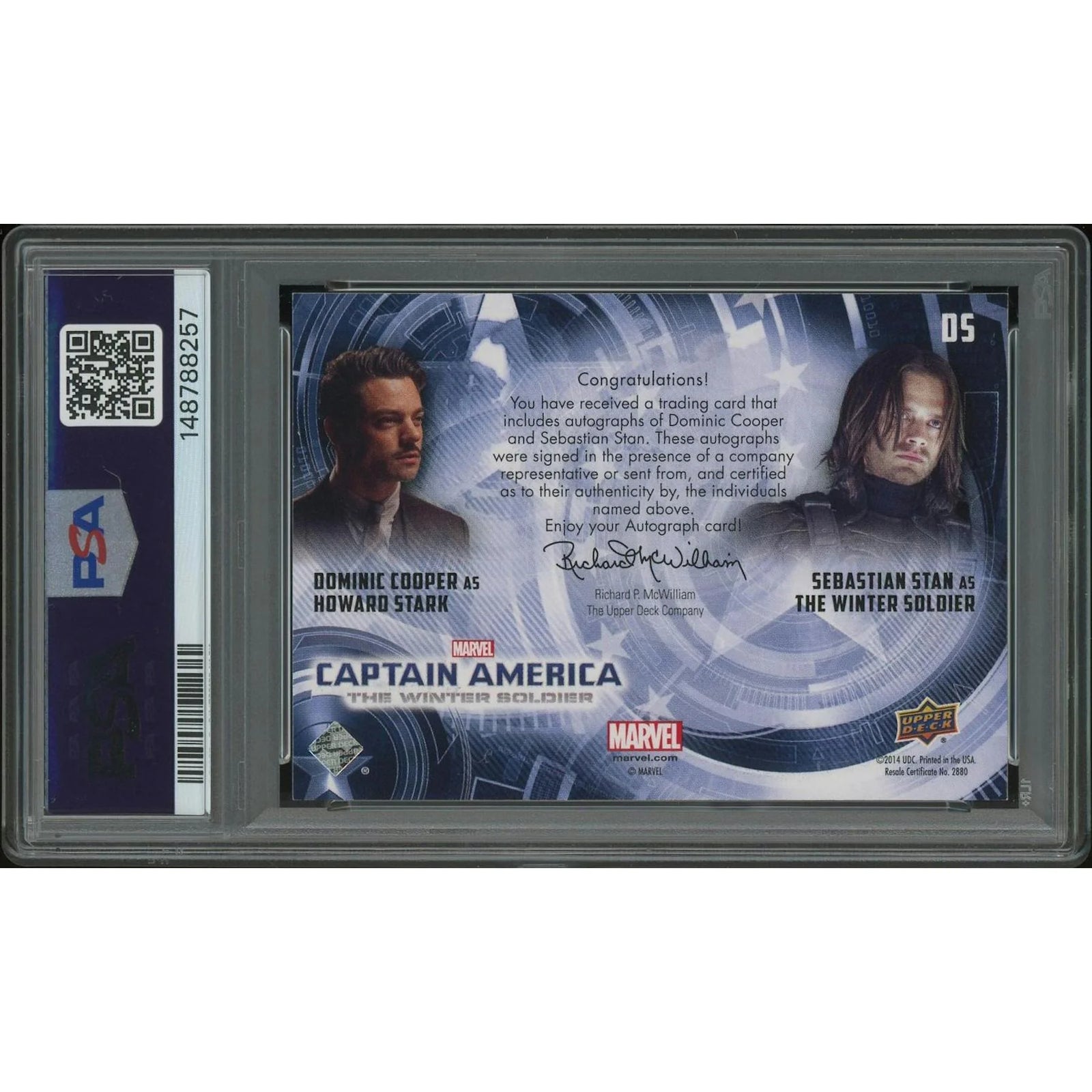 2014 Dominic Cooper & Sebastian Stan Signed Captain America Card | PSA 9