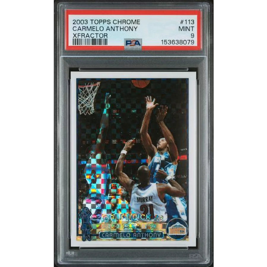 Carmelo Anthony 2003-04 Topps Chrome Rookie Xfractor #113 | PSA 9