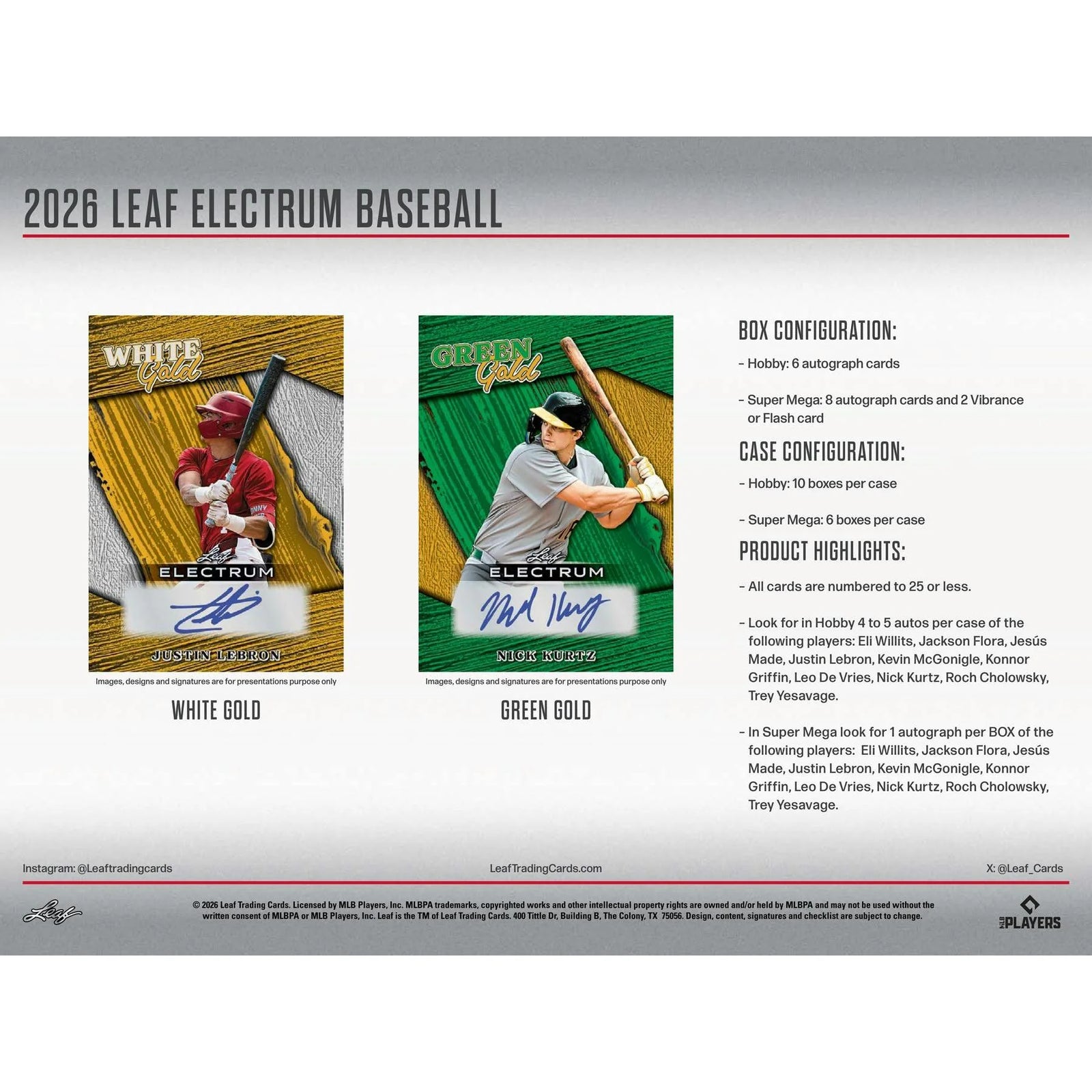 DRAFT - Presell 2026 Leaf Electrum Baseball Super Mega Box (Presell) Releases Jun. 26th, 2026