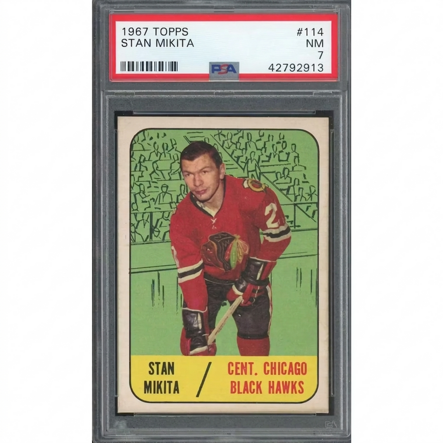 Stan Mikita 1967-68 Topps #114 Hockey Card | PSA 7