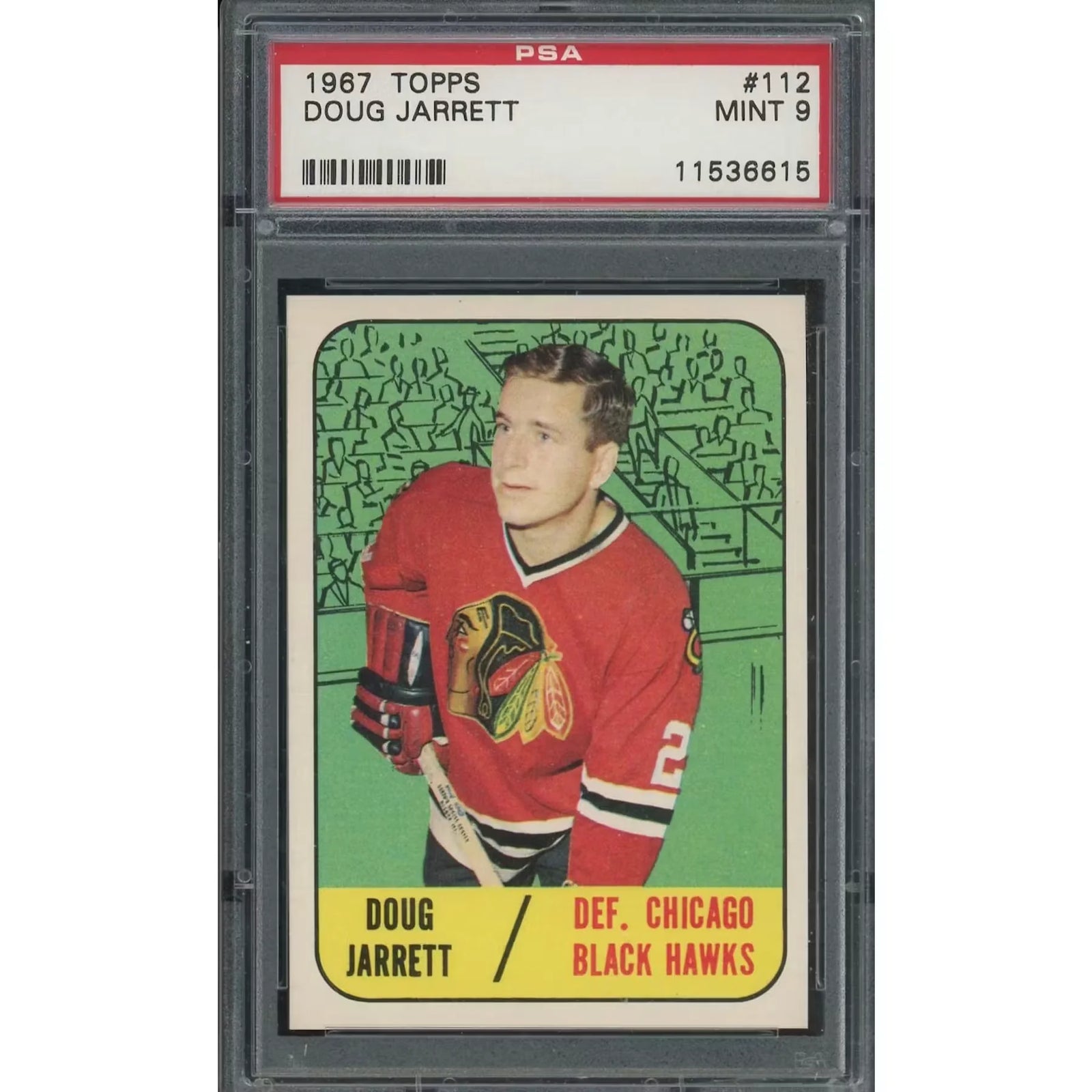 1967-68 Topps #112 Doug Jarrett Hockey Card | PSA 9