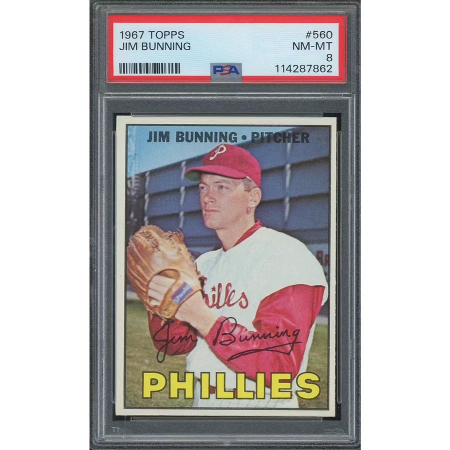 Jim Bunning 1967 Topps #560 Baseball Card | PSA 8