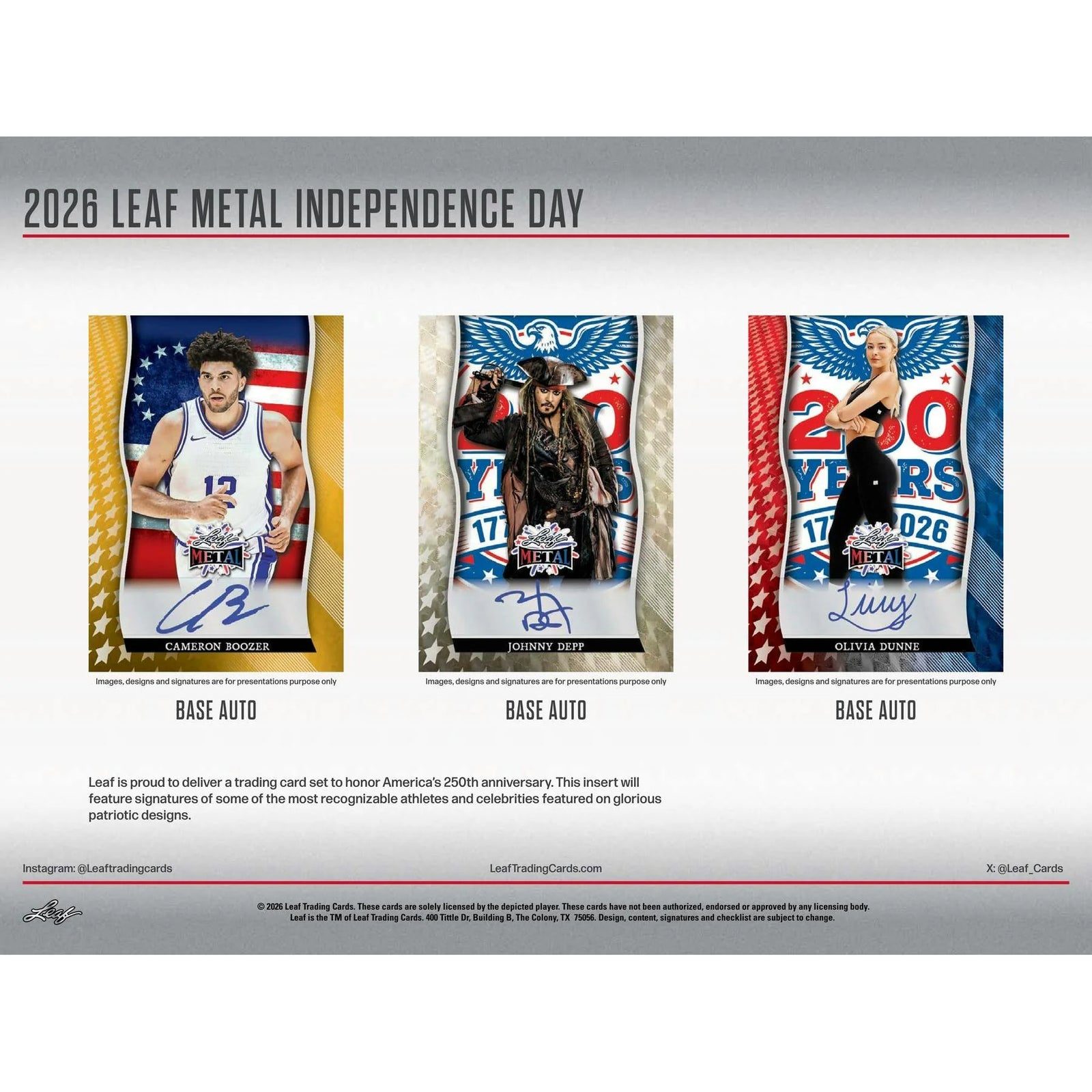 DRAFT - Presell 2026 Leaf Metal Independence Day Hobby 10-Box Case (Presell) Releases Jun. 19th, 2026