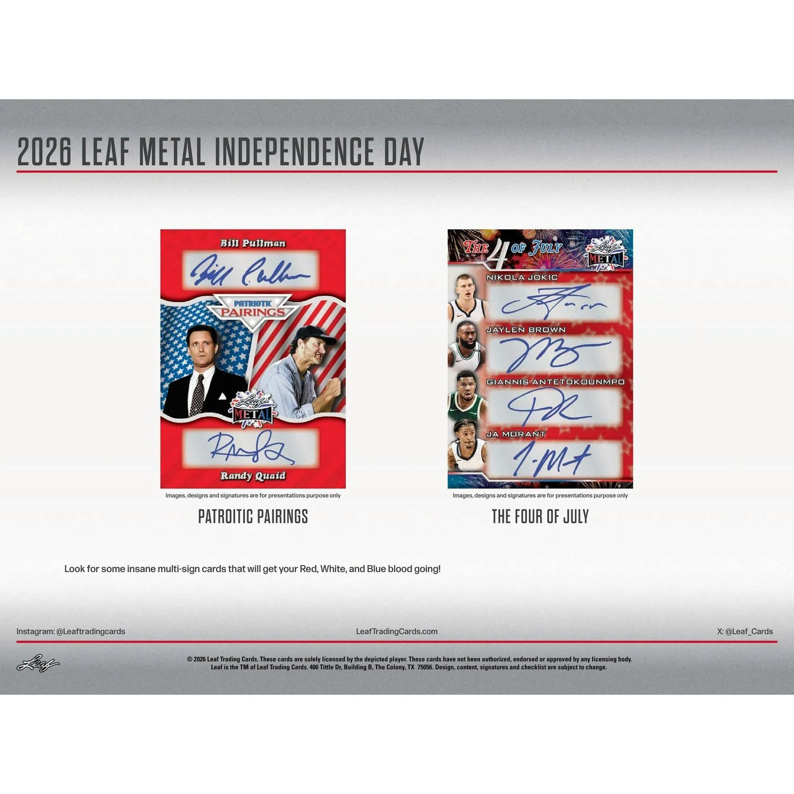 DRAFT - Presell 2026 Leaf Metal Independence Day Hobby 10-Box Case (Presell) Releases Jun. 19th, 2026