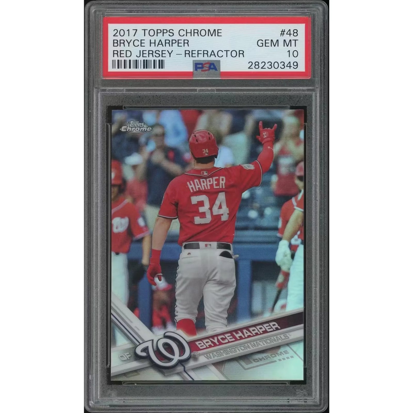 Bryce Harper 2017 Topps Chrome #48 Red Jersey Refractor | PSA 10 Gem Mint