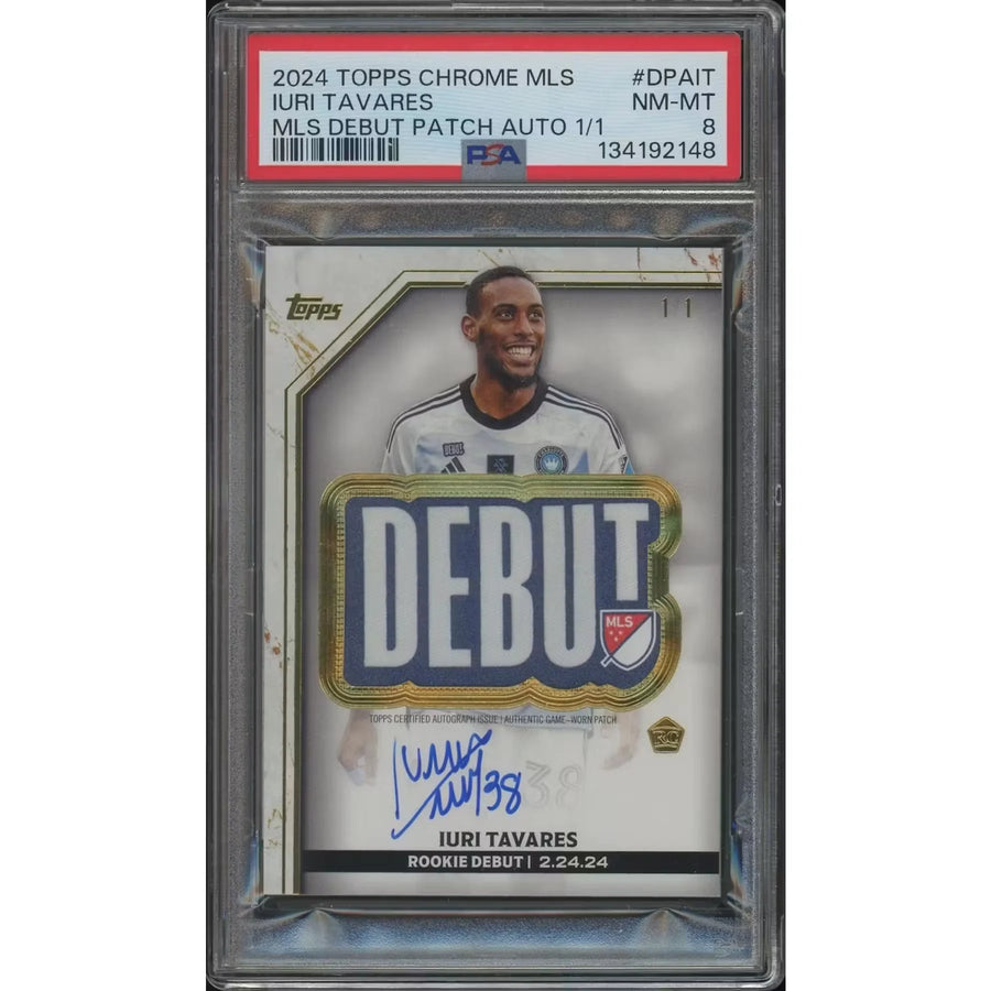Iuri Tavares 2024 Topps Chrome MLS Rookie Debut Patch Auto #1/1 | PSA 8