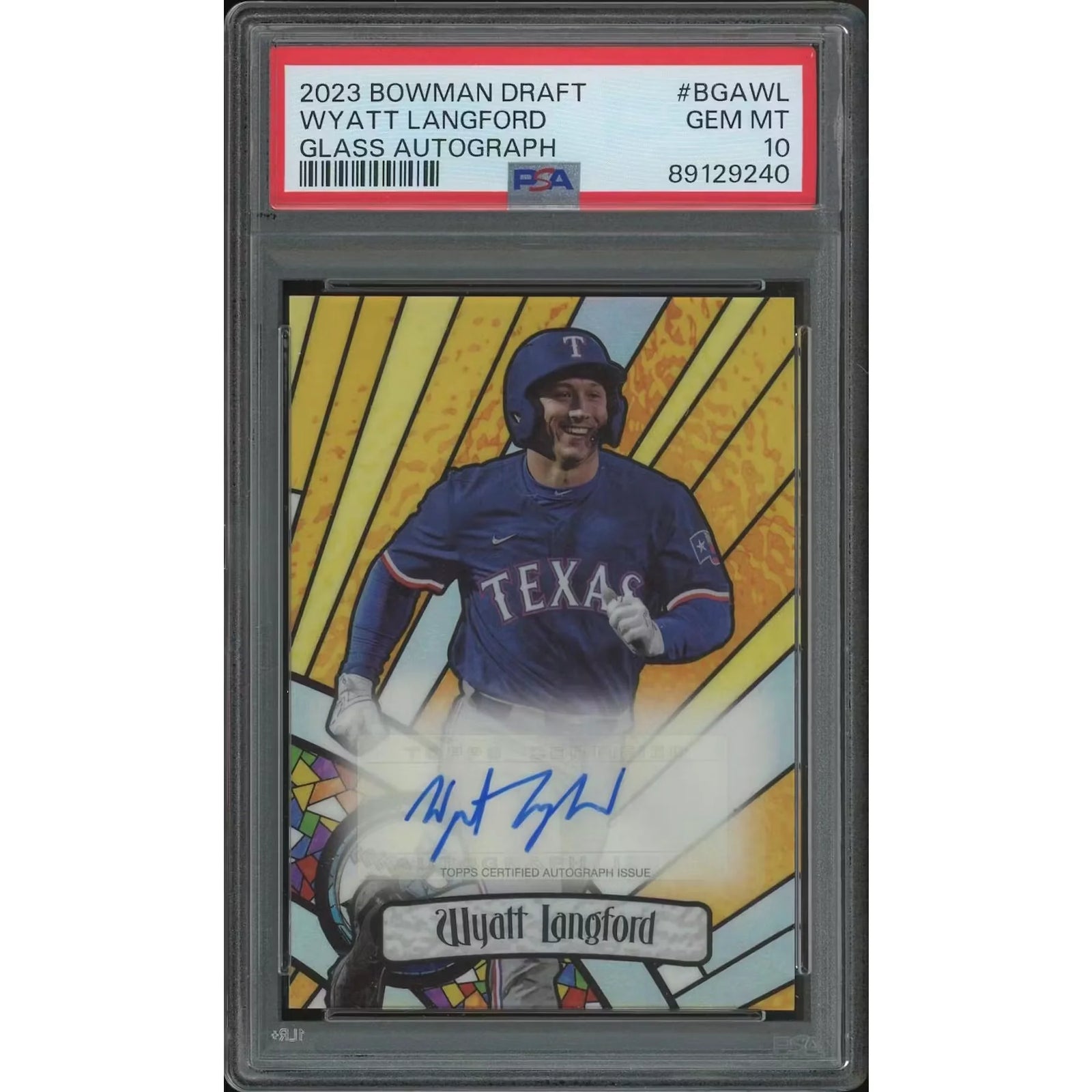 Wyatt Langford Signed 2023 Bowman Chrome Draft Rookie Auto | PSA 10 GEM MT #20/99