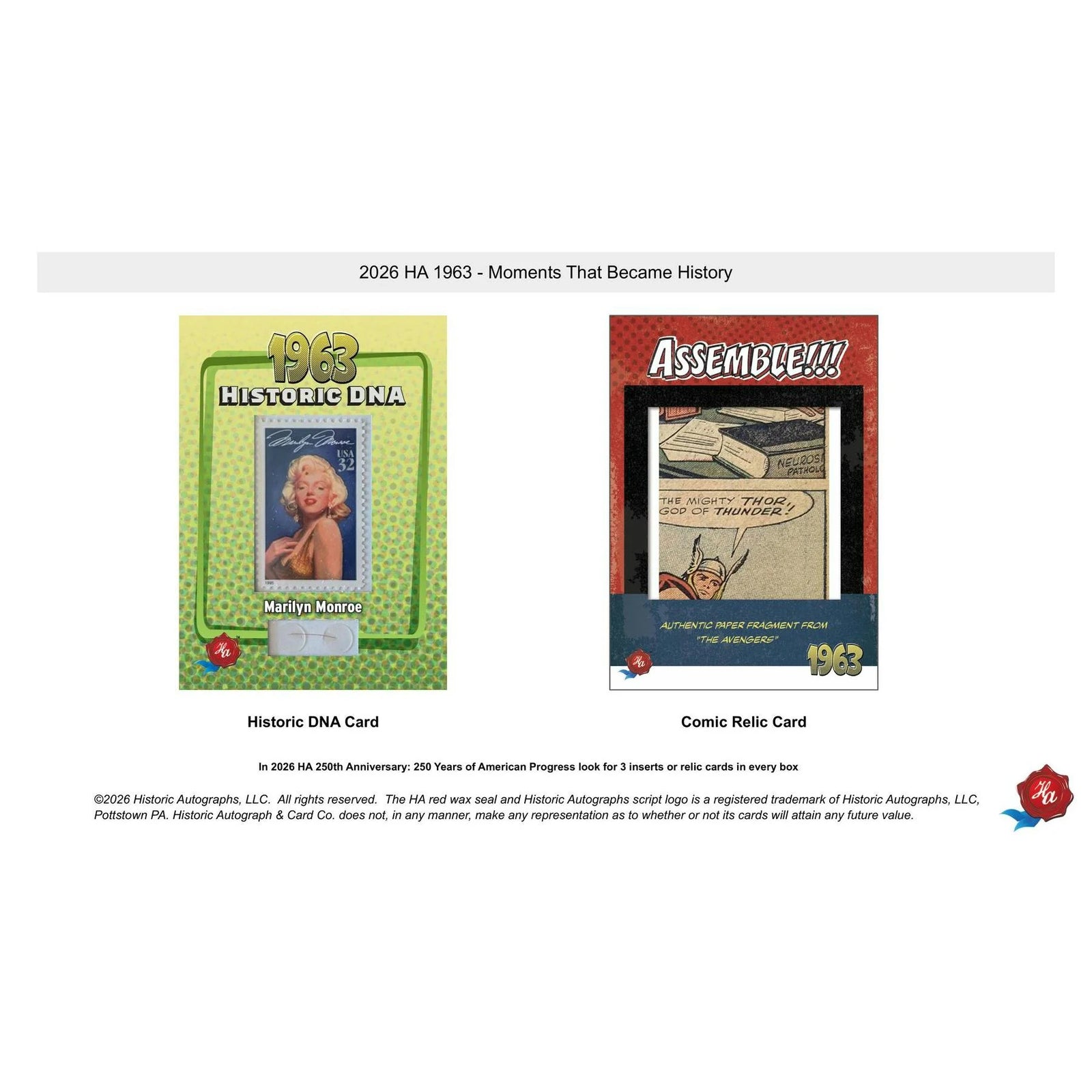 DRAFT - 2026 Historic Autographs 1963 Moments That Became History Hobby Box | Presell