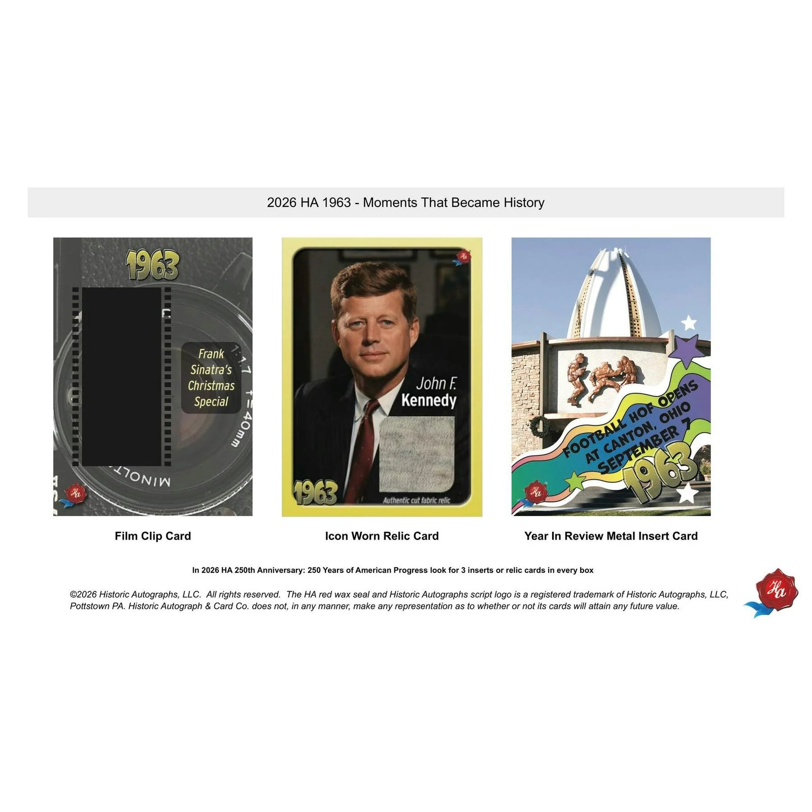 DRAFT - 2026 Historic Autographs 1963 Moments That Became History Hobby 24-Box Case | Presell