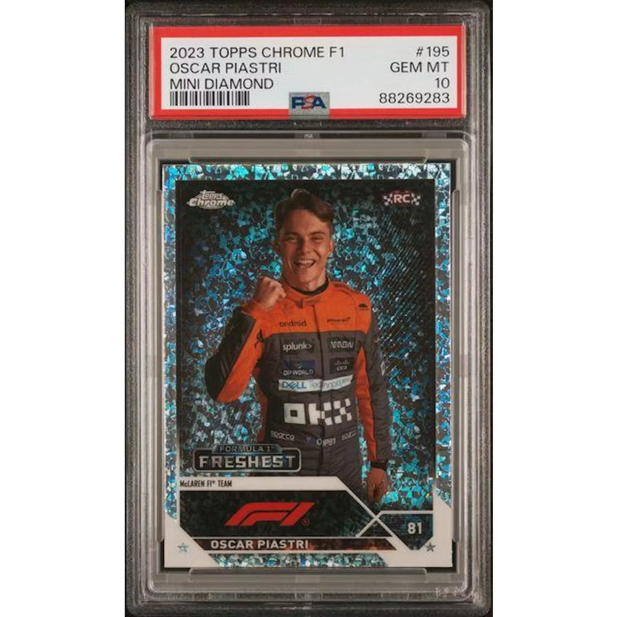 Oscar Piastri 2023 Topps Chrome F1 #195 Mini Diamond Card | PSA 10