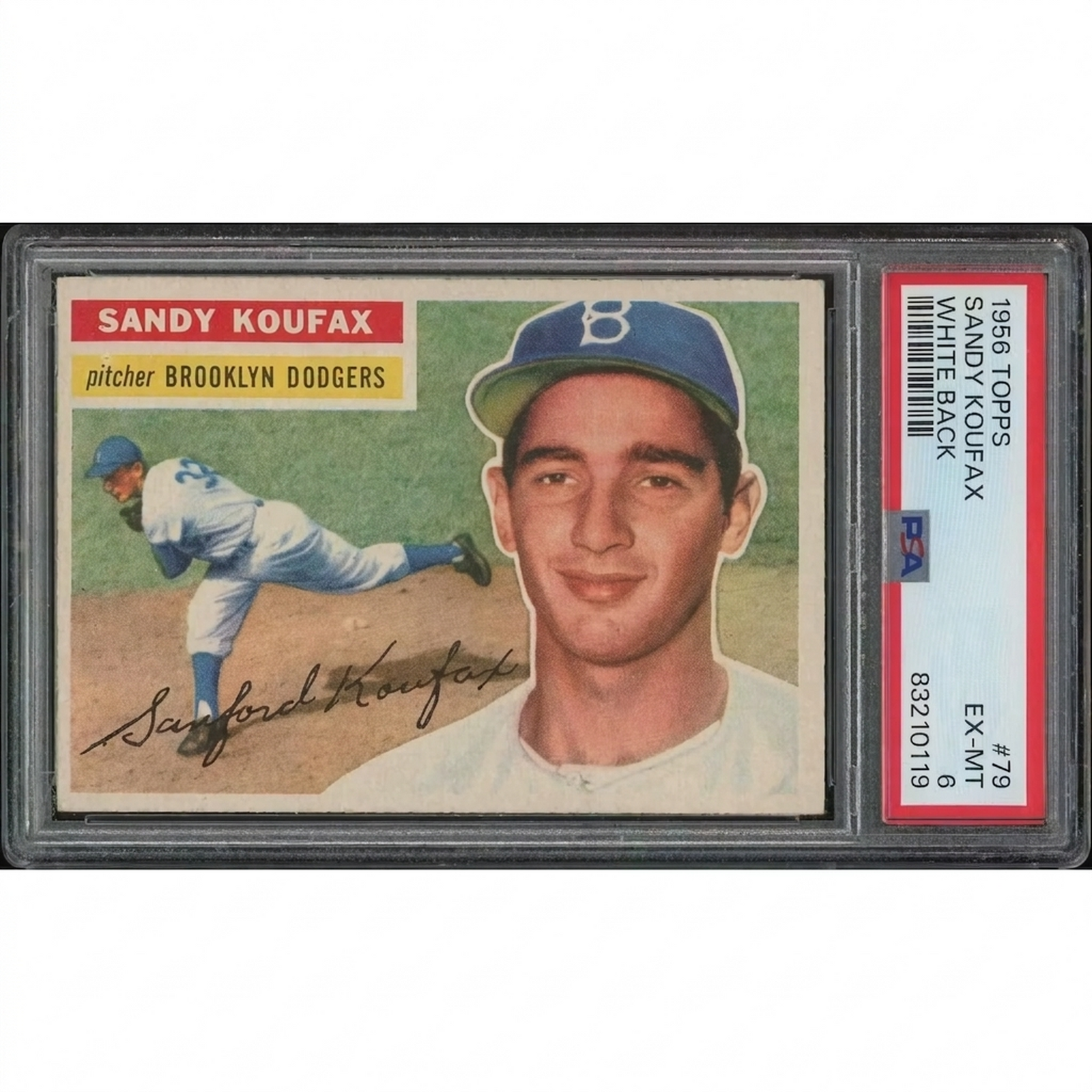 Sandy Koufax 1956 Topps Baseball #79 White Back | PSA 6 EX-MT