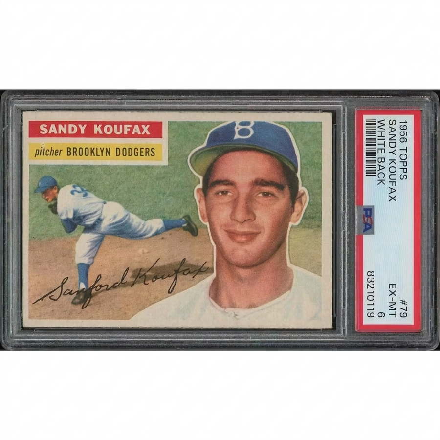 Sandy Koufax 1956 Topps Baseball #79 White Back | PSA 6 EX-MT