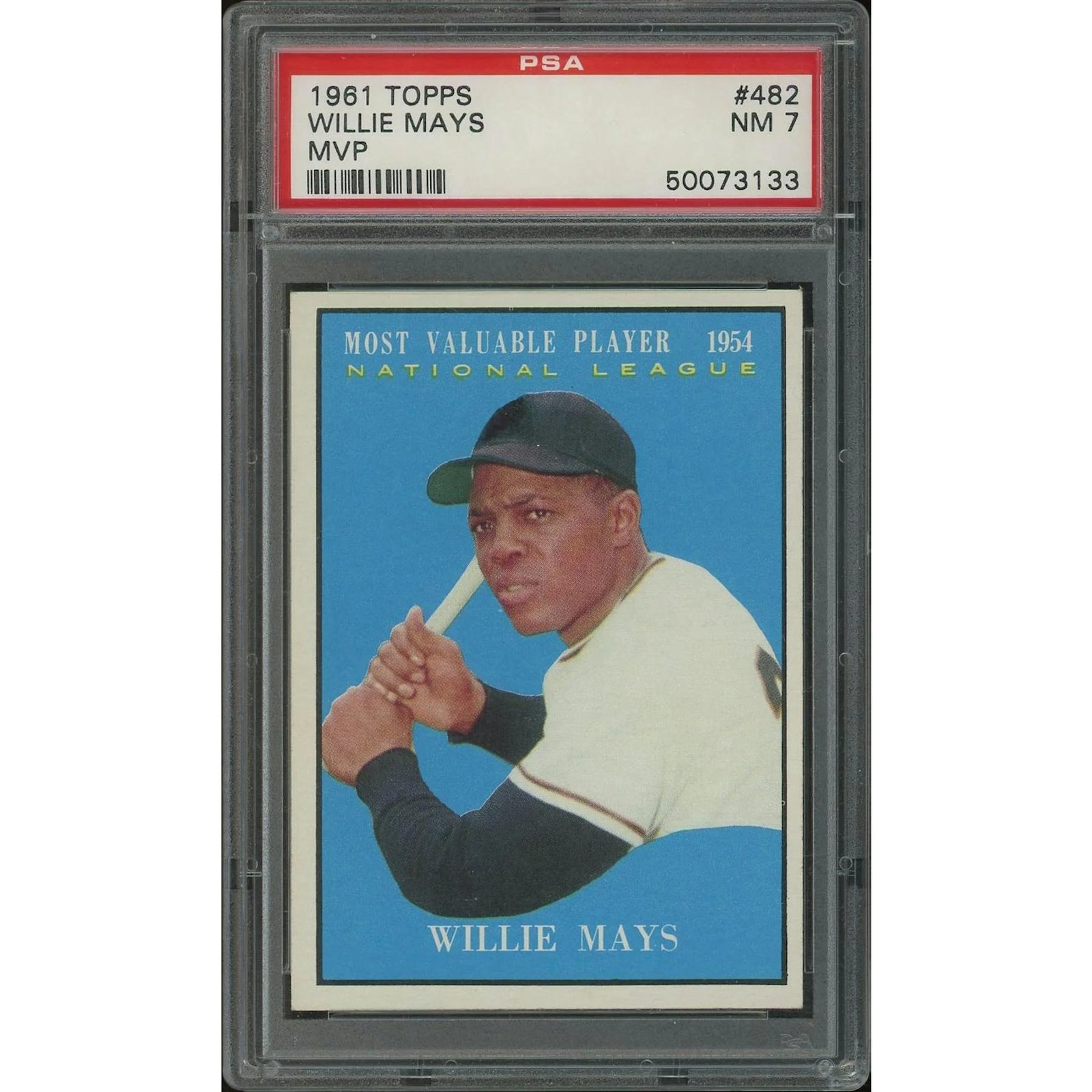 1961 Topps Willie Mays MVP Card #482 | PSA 7 NM