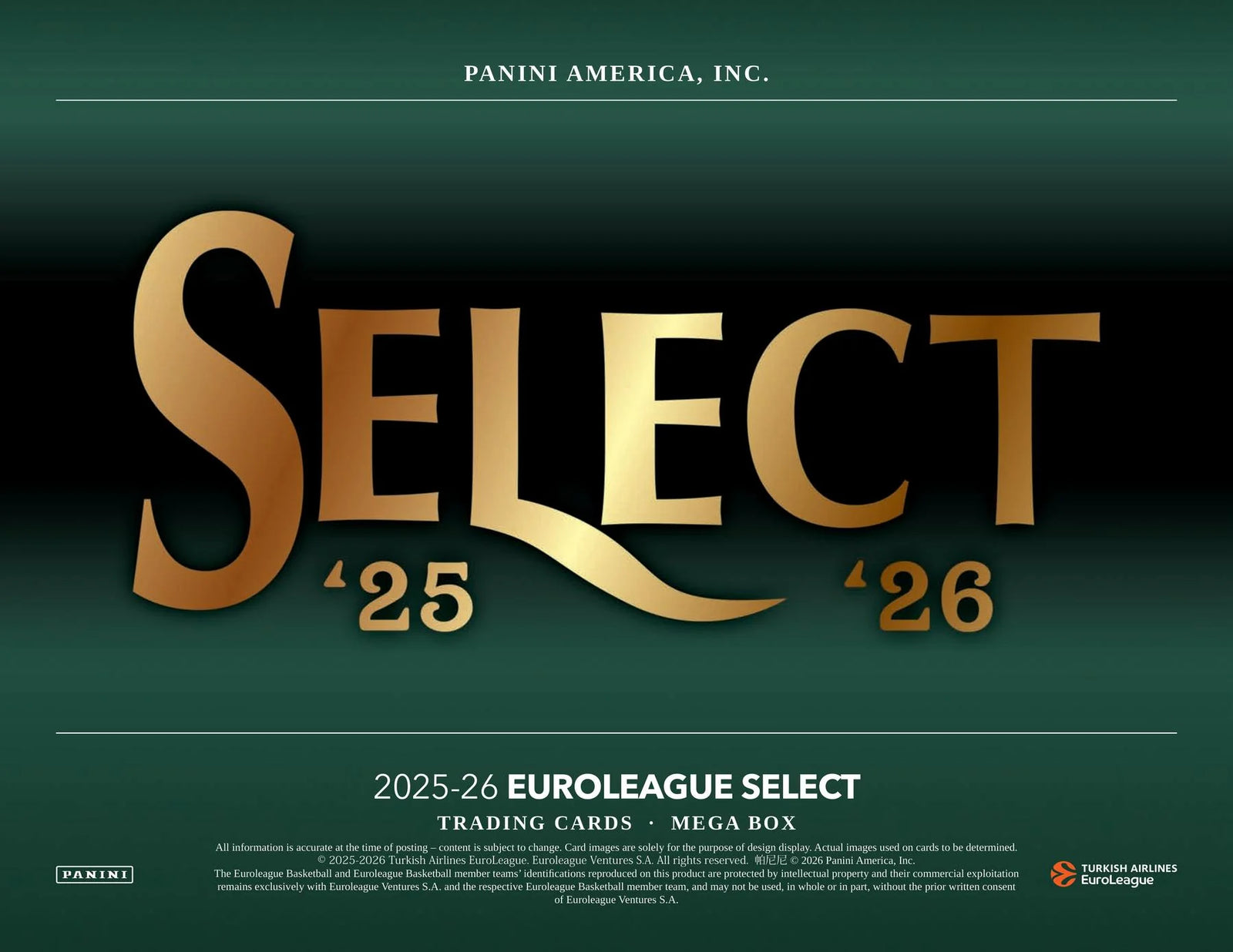 2025 26 Panini Select EuroLeague Basketball Mega Hobby 20 Box Case Presell