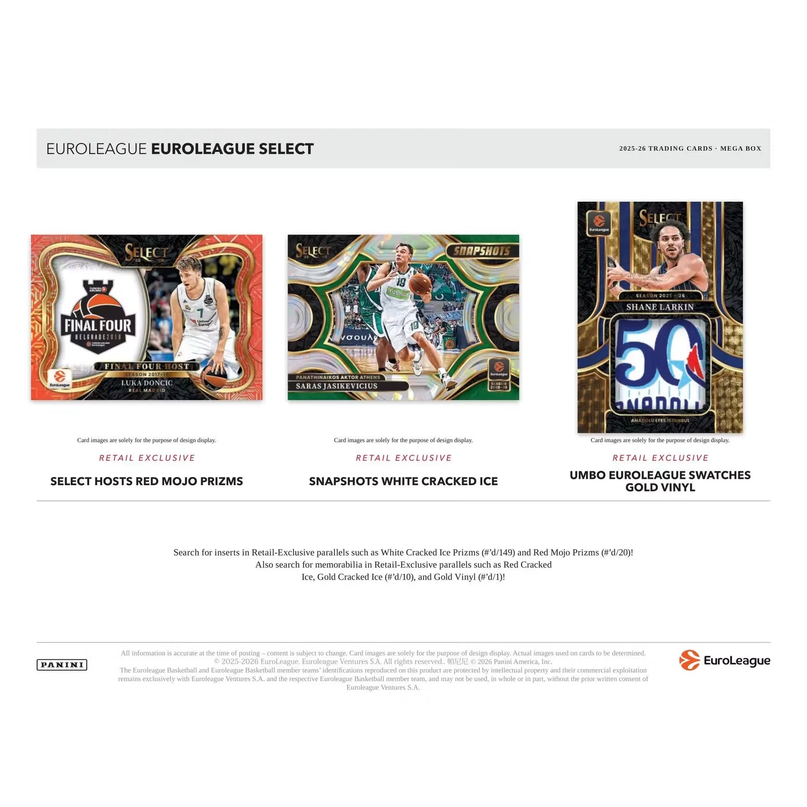2025 26 Panini Select EuroLeague Basketball Mega Hobby 20 Box Case Presell