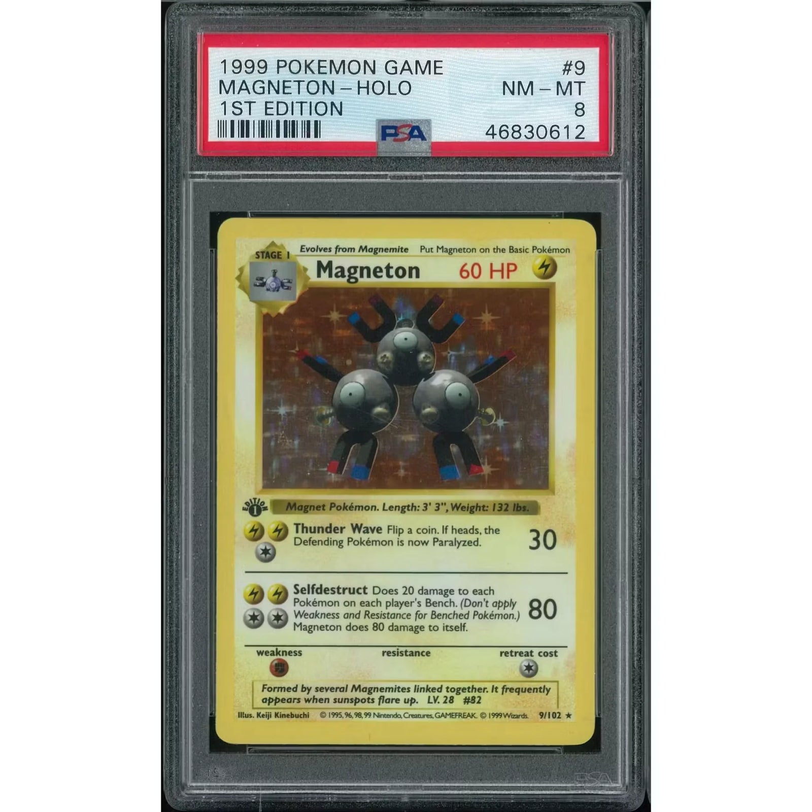 Pokemon Base Set 1st Edition Shadowless Magneton 9/102 | PSA 8