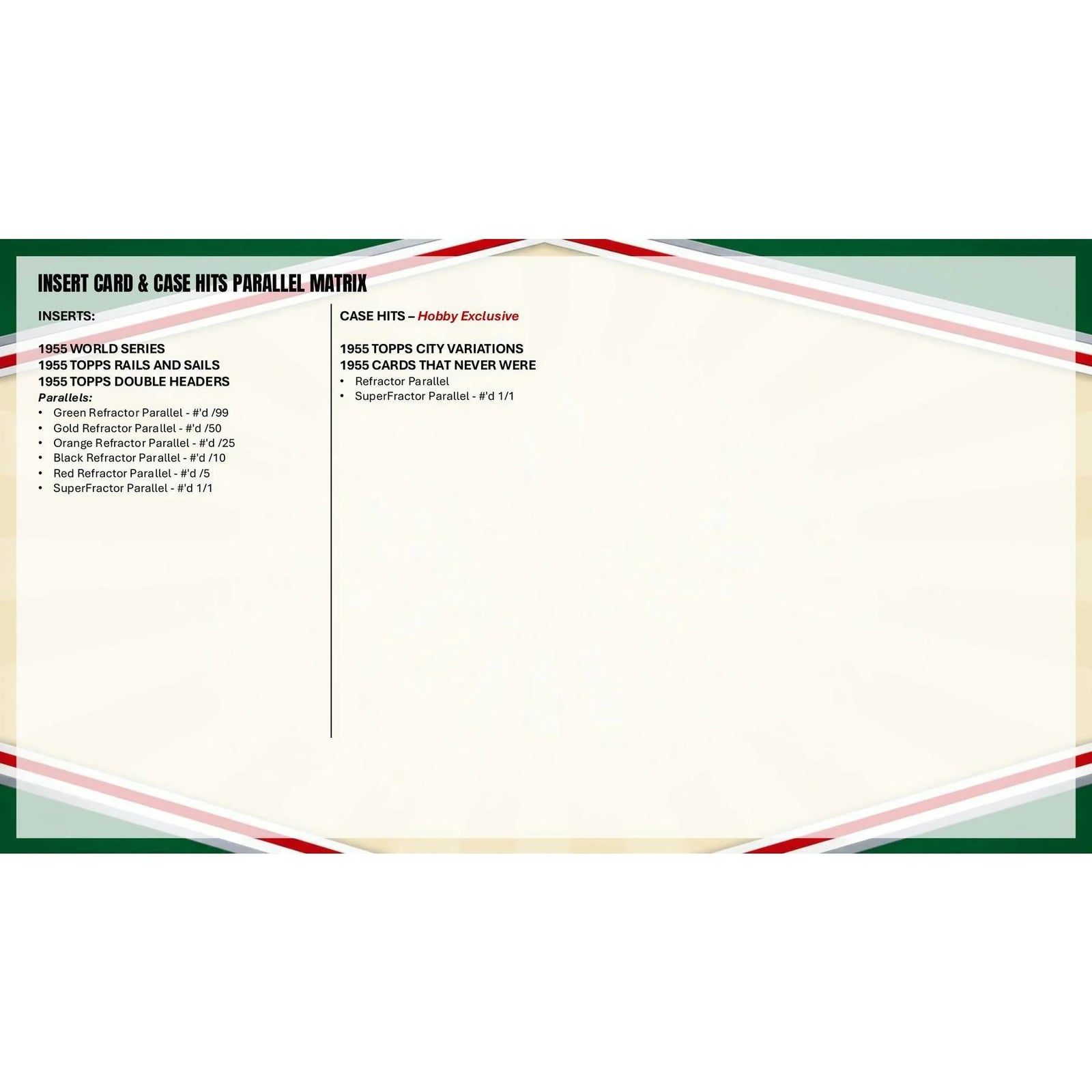DRAFT - Presell 2025 Topps Chrome Platinum '55 Baseball Hobby 12-Box Case (Presell) Releases Jun. 5th, 2026