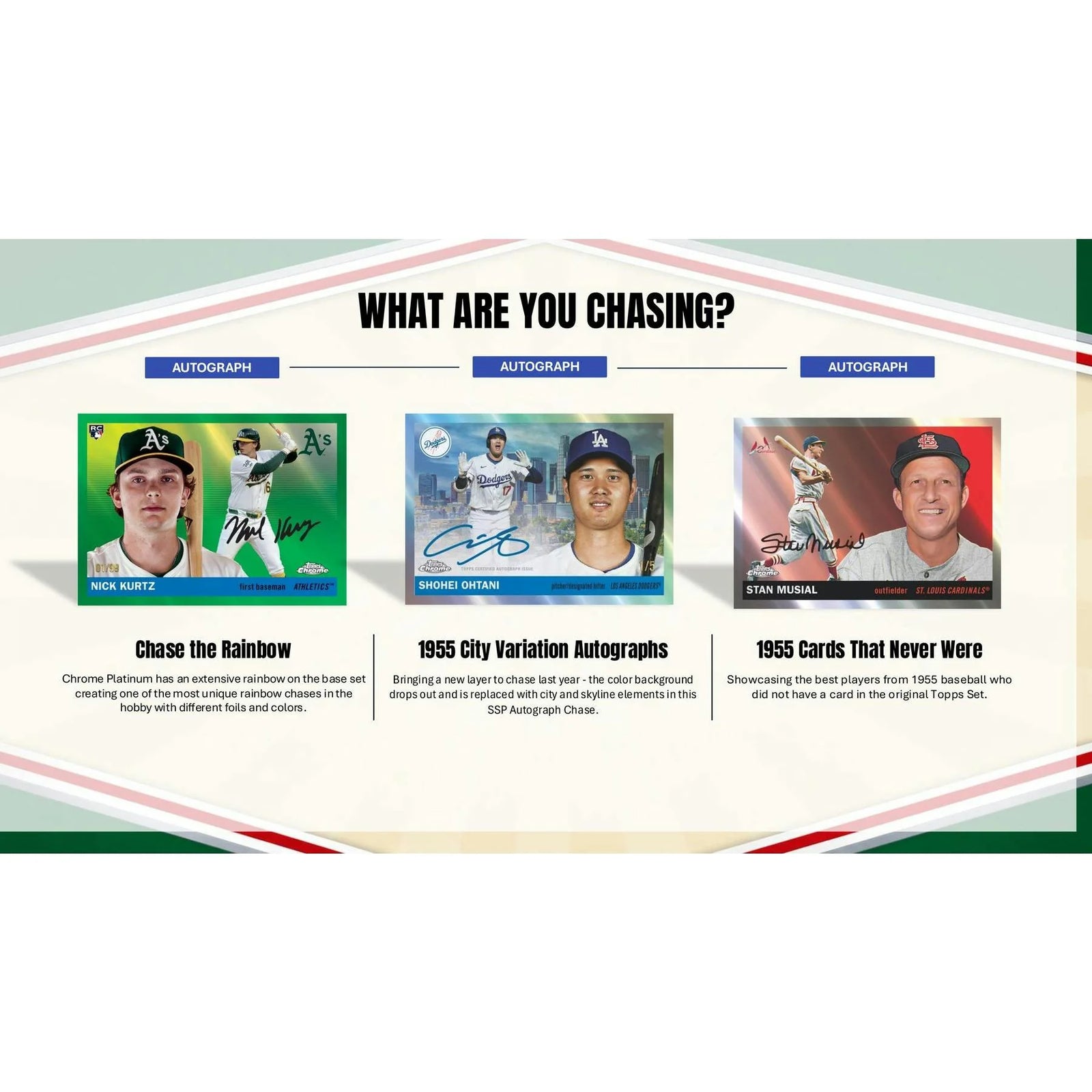 DRAFT - 2025 Topps Chrome Platinum '55 Baseball Blaster Box (Presell) $44.95 Add to Cart